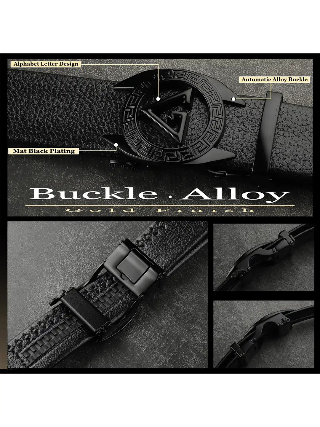 Buy ZORO Men Black Alphabet Letter G Autolock Buckle Belt - Belts