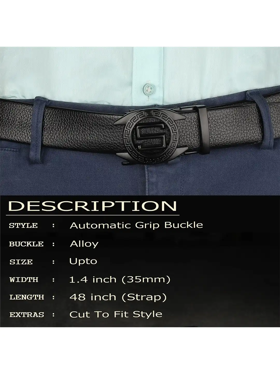 Buy ZORO Men Black Alphabet Letter S Autolock Buckle Belt - Belts