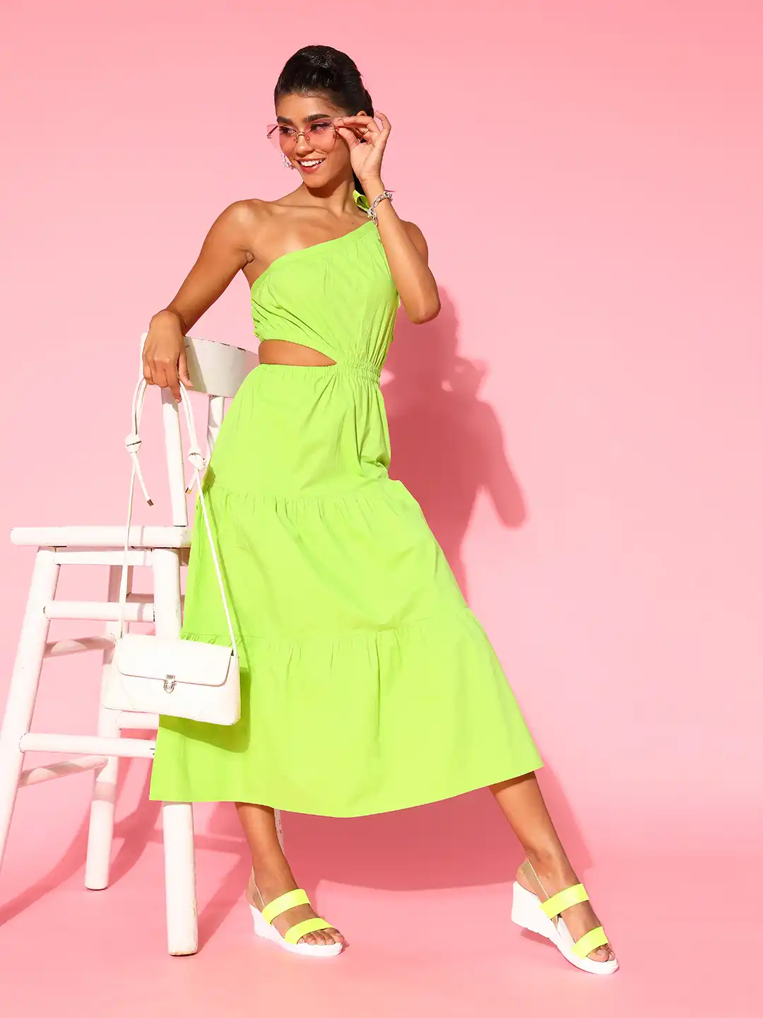 Buy Athena Women Stunning Fluorescent Green Solid Cut-Out Dress - Dresses  for Women 17647556 | Myntra