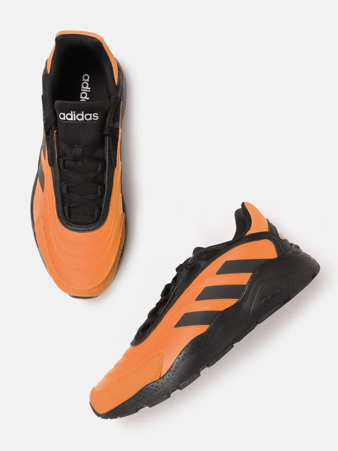 adidas☆アディダスTHREESTRIPES黒×オレンジLサイズ Buy ADIDAS Men Orange & Black Striped Crazy Chaos 2.0 Running