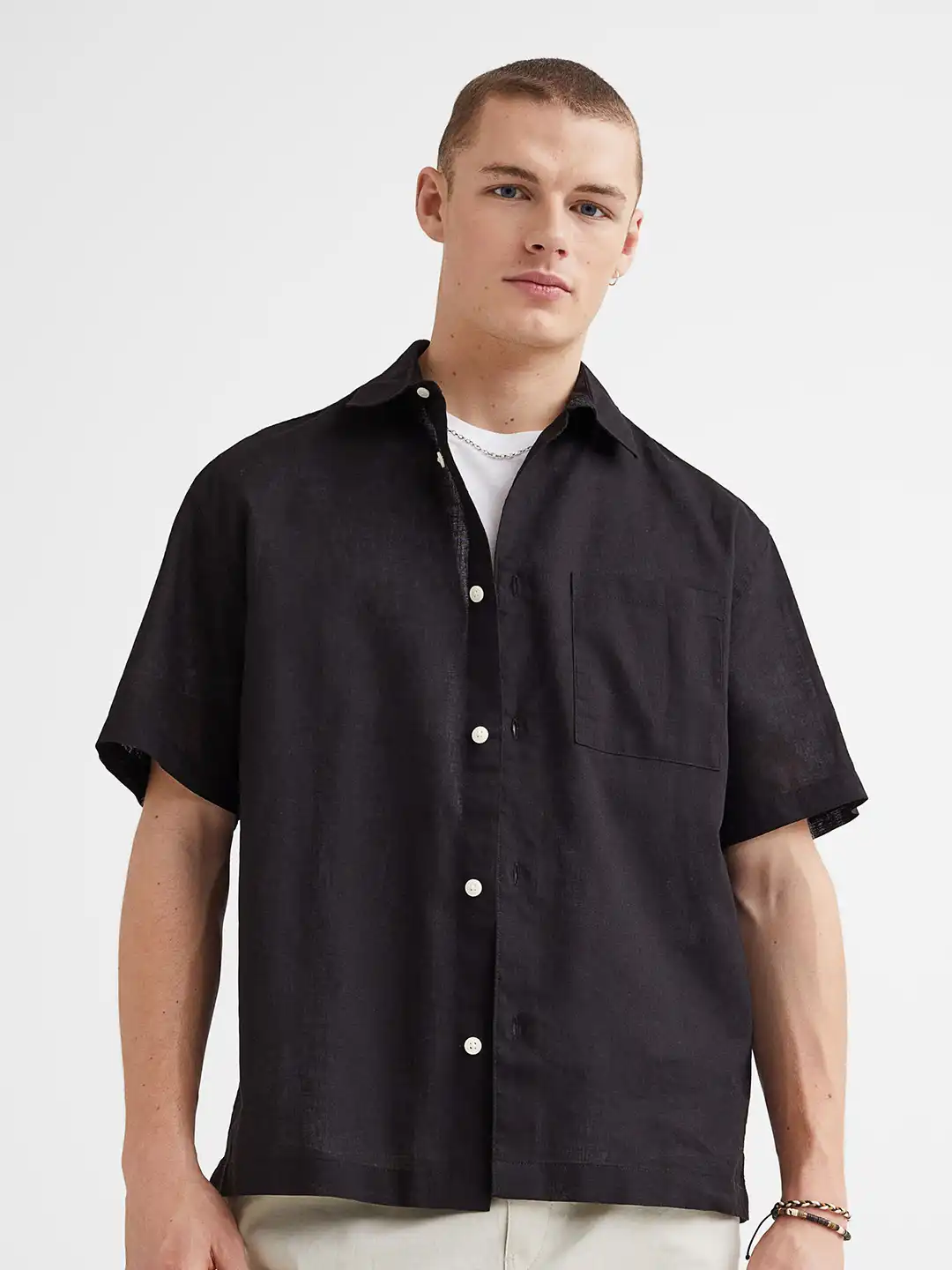 h&m black dress shirt Black Shirts & Blouses | Linen, Lace & Chiffon