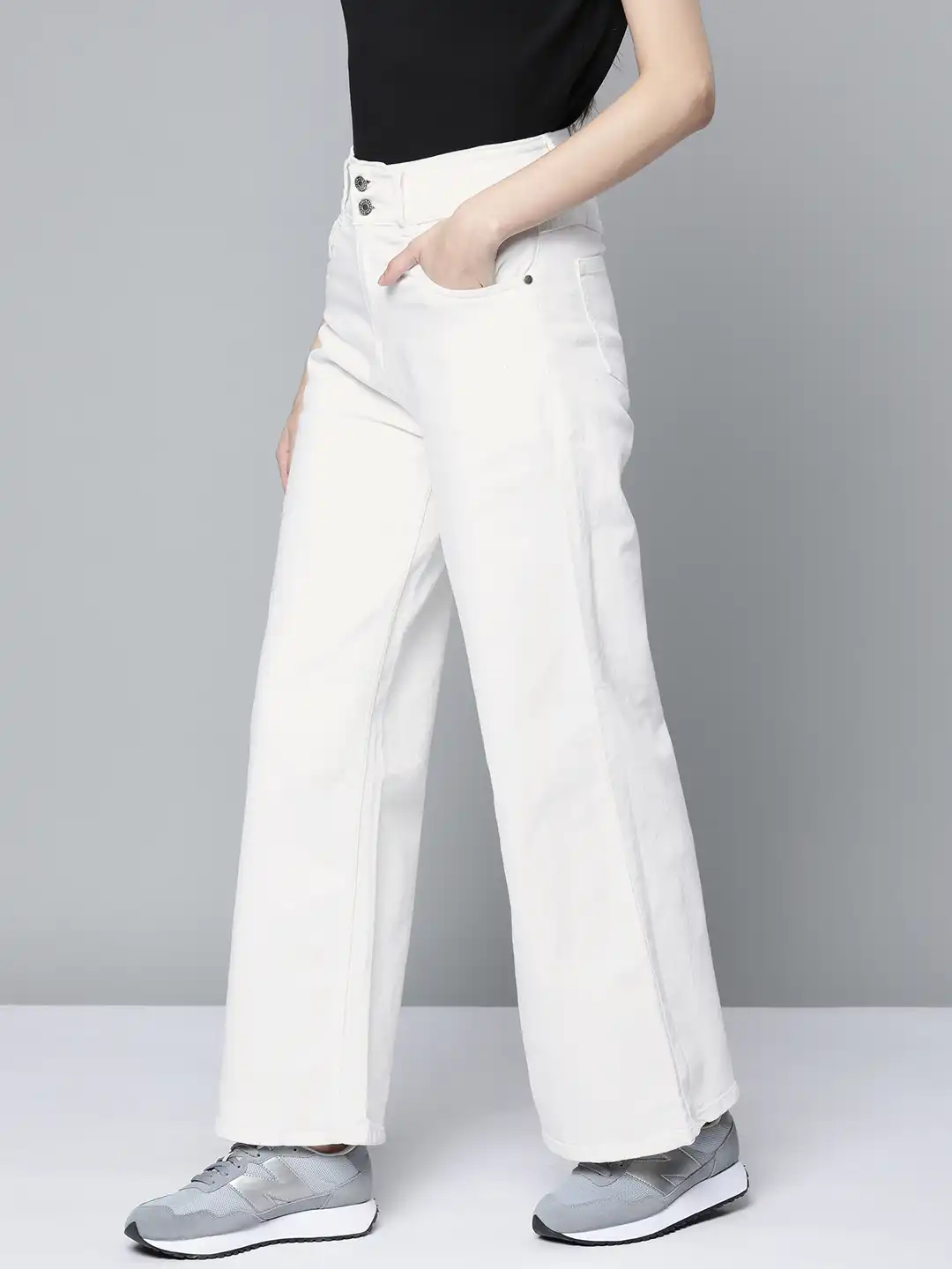 Buy Harvard Women Off White High-Rise Wide Leg Jeans - Jeans for