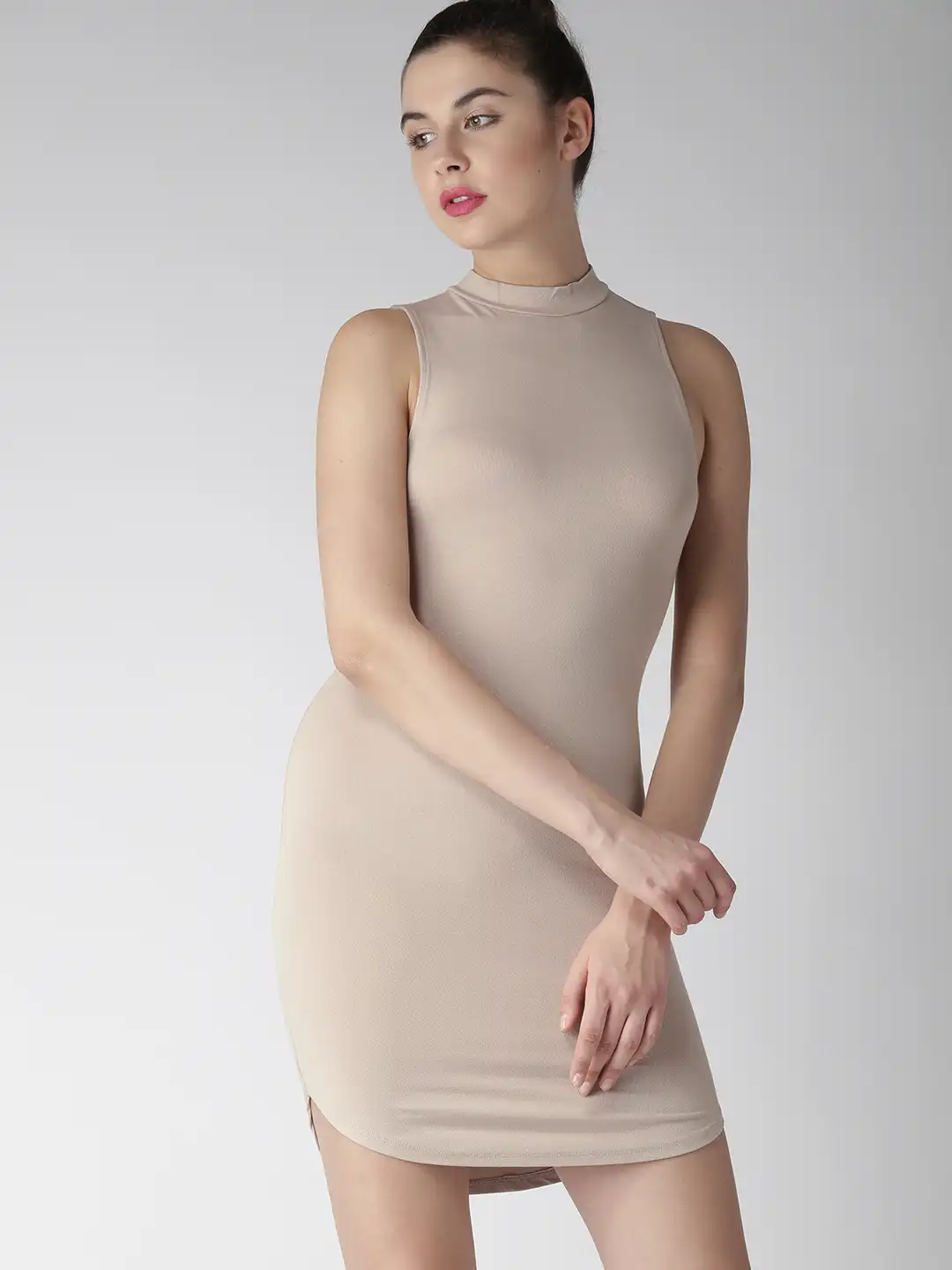 Buy FOREVER 21 Women Beige Solid Bodycon Dress - Dresses for Women 1793518  | Myntra