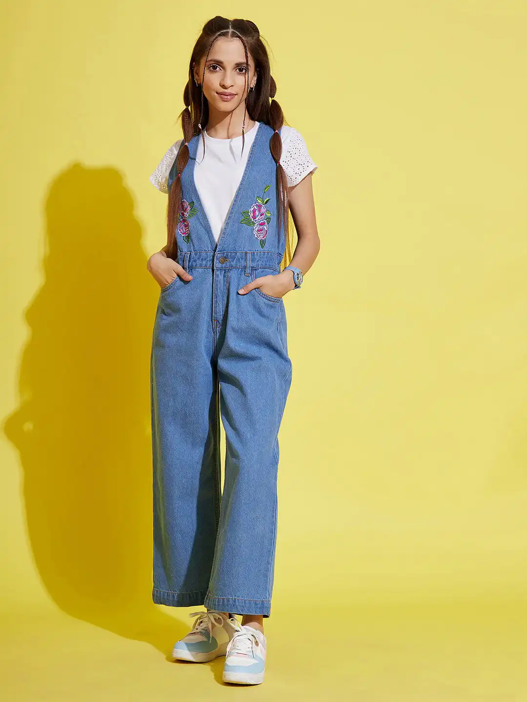 Buy Noh Voh - SASSAFRAS Kids Girls Blue & White Cotton Basic