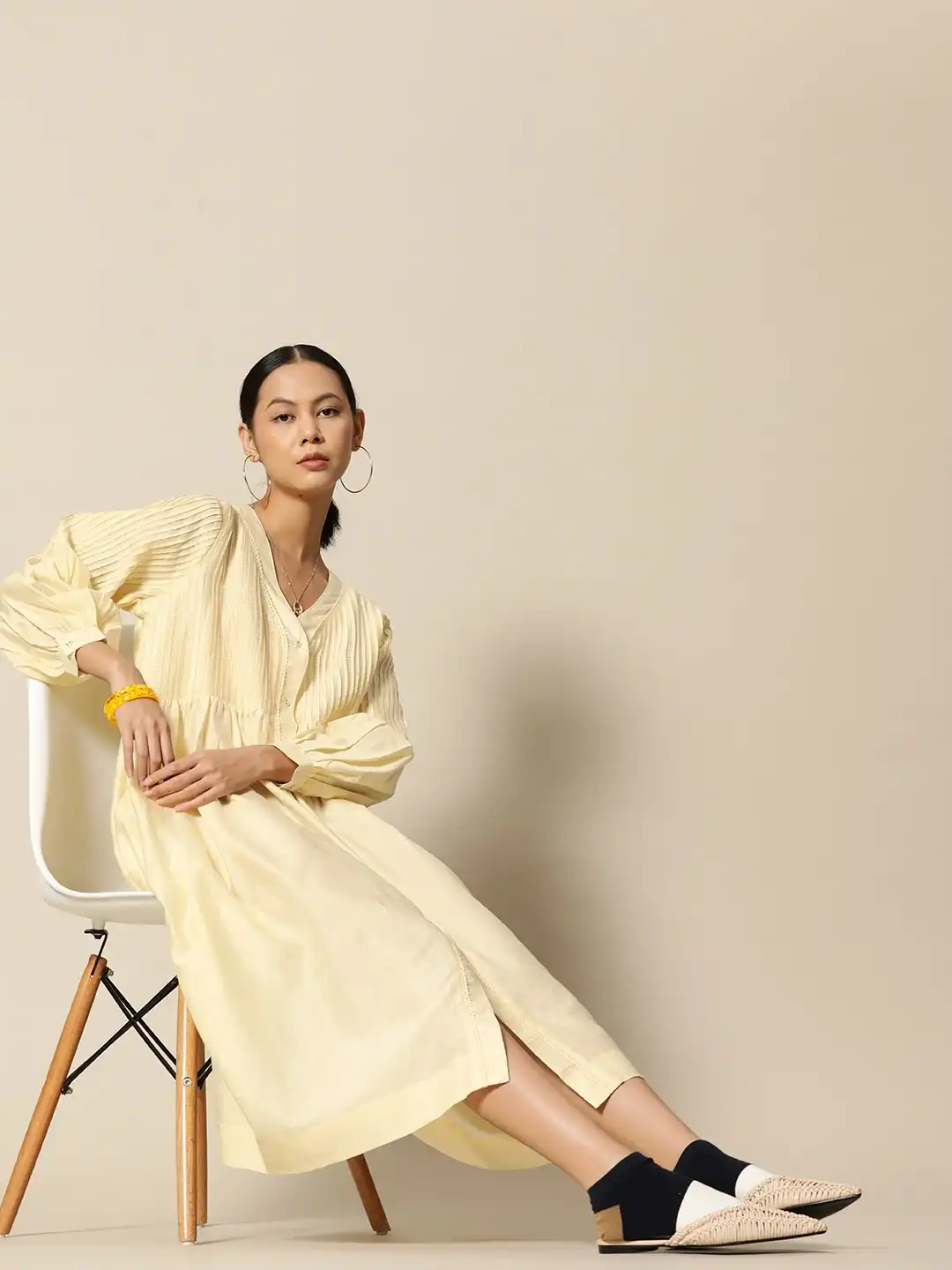 Buy BOWER Cream-Coloured Cotton Silk Solid A-Line Midi Dress - Dresses for Women 18090386 | Myntra Buy BOWER Cream-Coloured Cotton Silk Solid A-Line Midi Dress - Dresses for Women 18090386 | Myntra