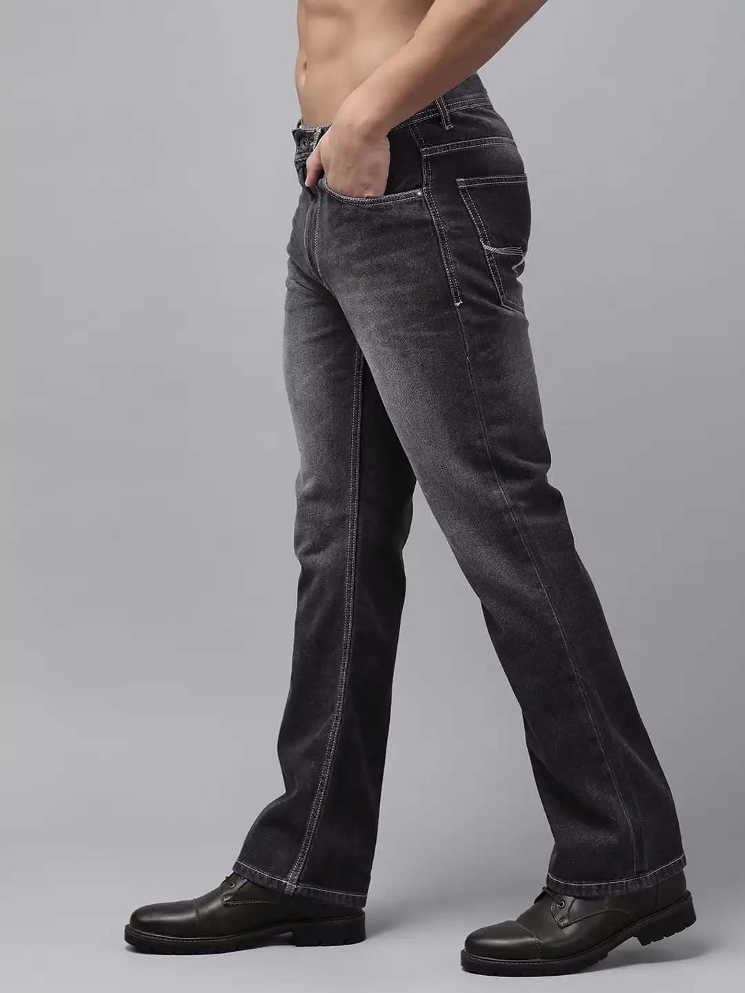 Buy The Roadster Lifestyle Co. Men Black Heavy Fade Stretchable