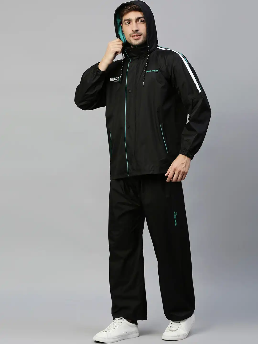 Buy Zeel Men Black & Green Solid Waterproof Rain Suit - Rain Suit