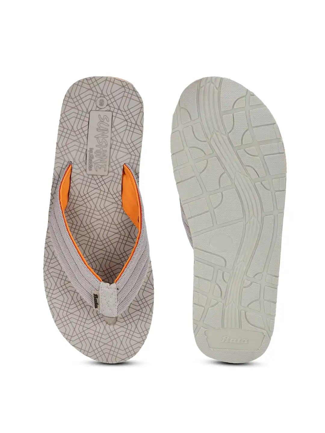 Buy Bata Men Grey & Orange Thong Flip-Flops - Flip Flops for Men
