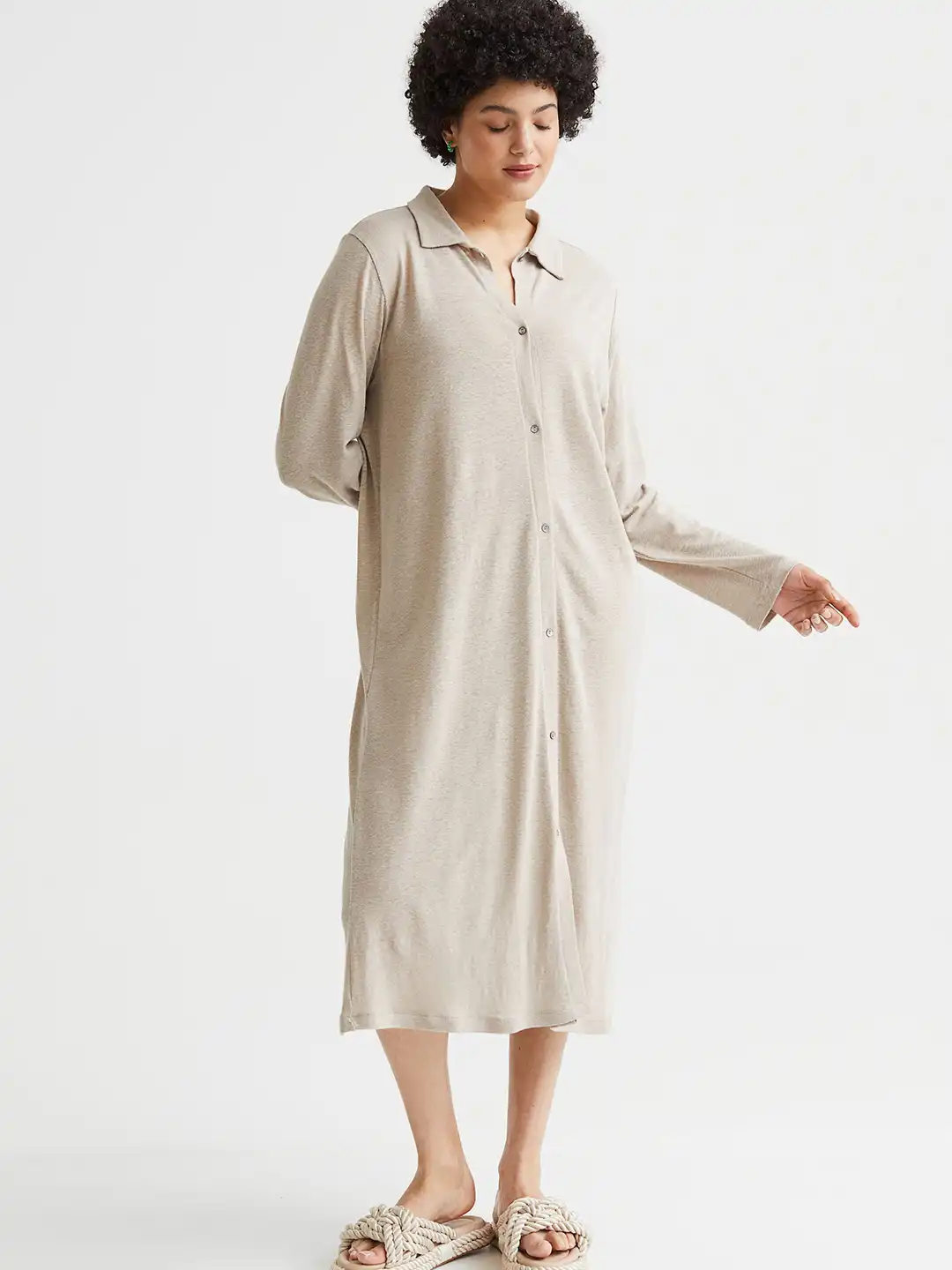 Buy H&M Beige Linen-Blend Shirt Dress - Dresses for Women 18254768 | Myntra