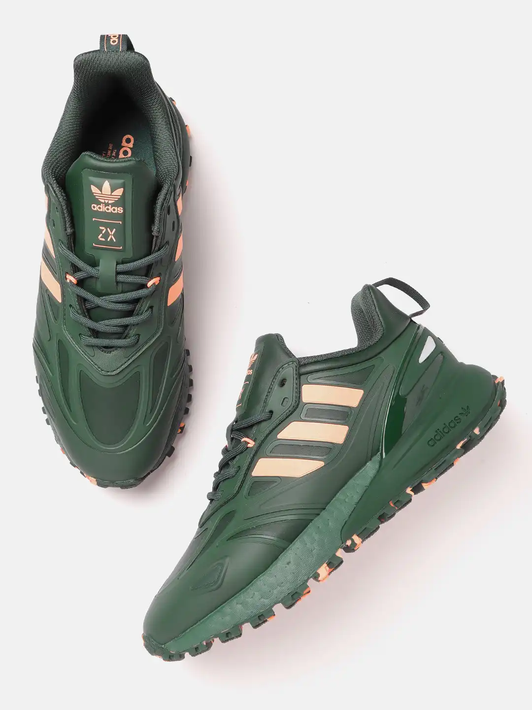 Buy ADIDAS Originals Men Green Solid ZX 2K Boost 2.0 Trail Buy ADIDAS Originals Men Green Solid ZX 2K Boost 2.0 Trail