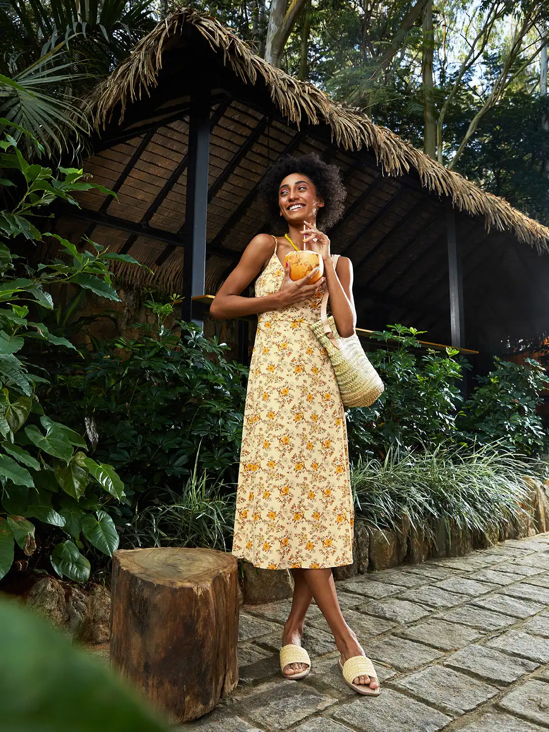 floral maxi dress flowy Floral Tie-Front Maxi Dress with Smocked Waist