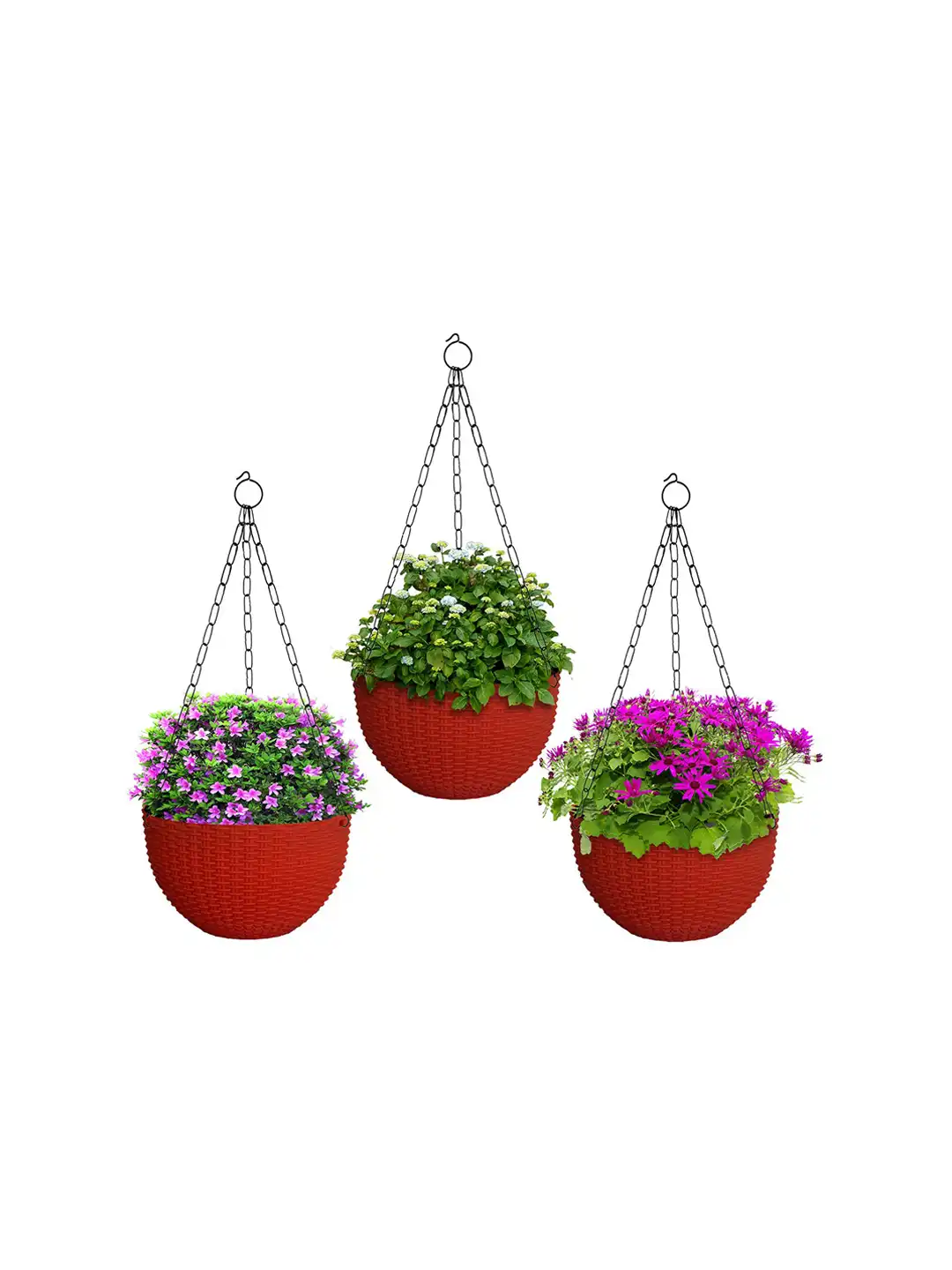 Buy Kuber Industries Set of 3 Red Medium Plastic Hanging Flower
