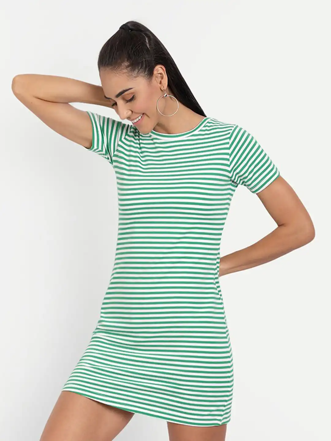 Buy COLOR CAPITAL Green Striped T-shirt Mini Dress - Dresses for Women 18657984 | Myntra Buy COLOR CAPITAL Green Striped T-shirt Mini Dress - Dresses for Women 18657984 | Myntra