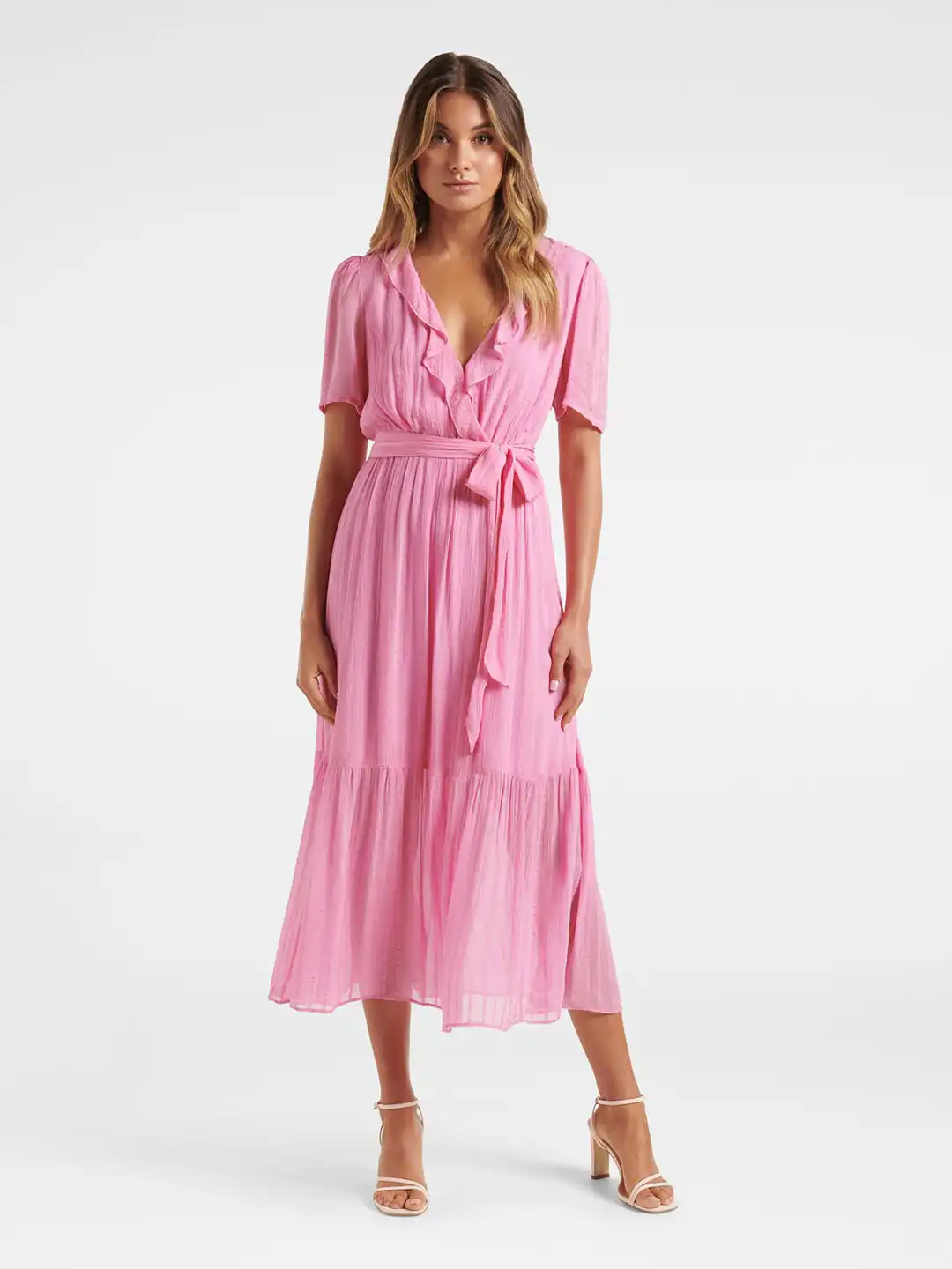 forever new pink ruffle dress Olive Ruffle Dress Hot Pink