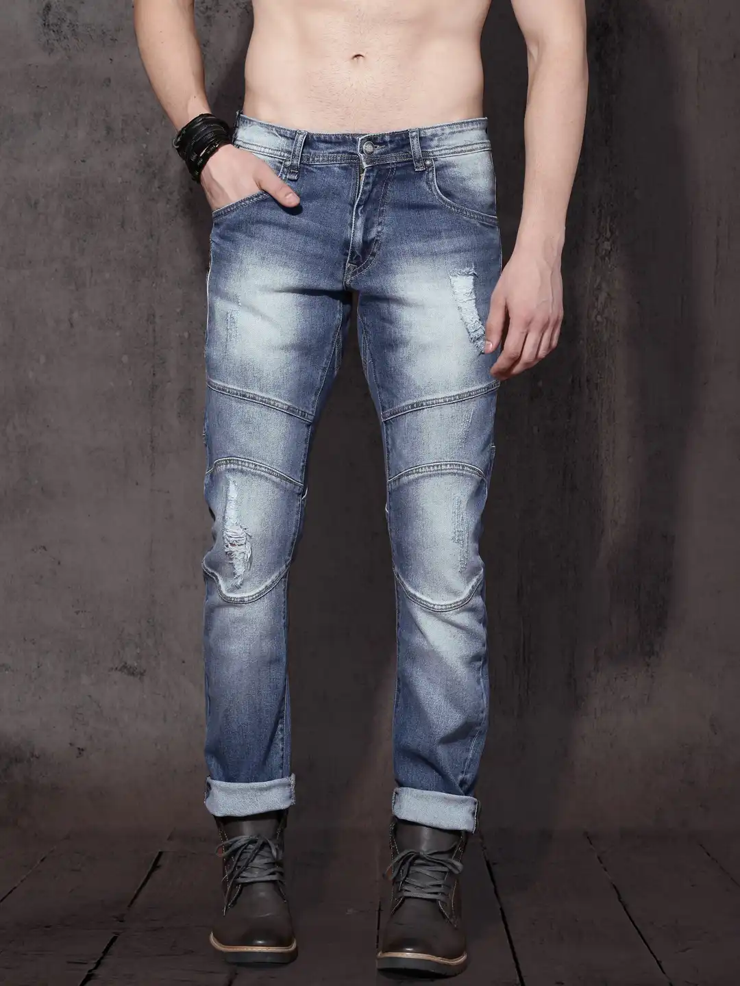 Buy Roadster Men Blue Banana Fit Mid-Rise Mildly Distressed