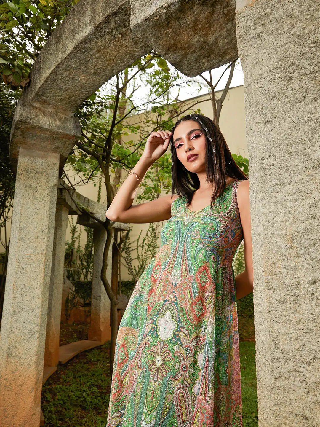 Buy MANGO Green & Pink Bohemian A-Line Maxi Dress - Dresses for Women 18783746 | Myntra Buy MANGO Green & Pink Bohemian A-Line Maxi Dress - Dresses for Women 18783746 | Myntra