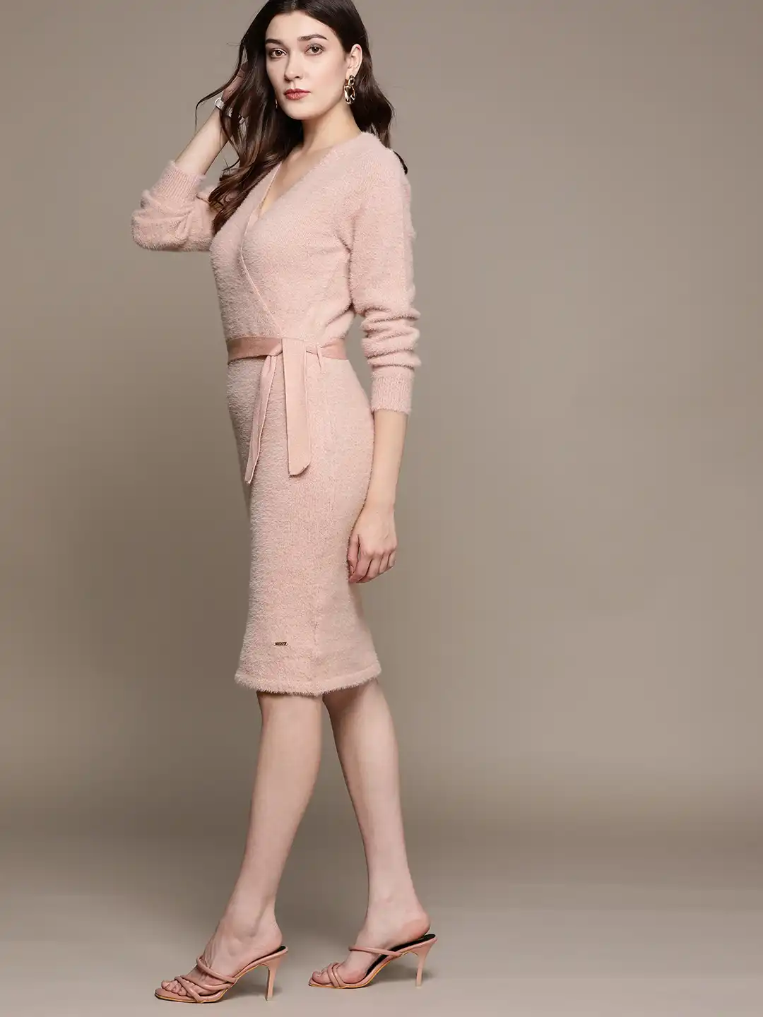 Buy bebe Dusty Pink All Day Wrap Winter Dress with a Belt - Dresses for  Women 18852494