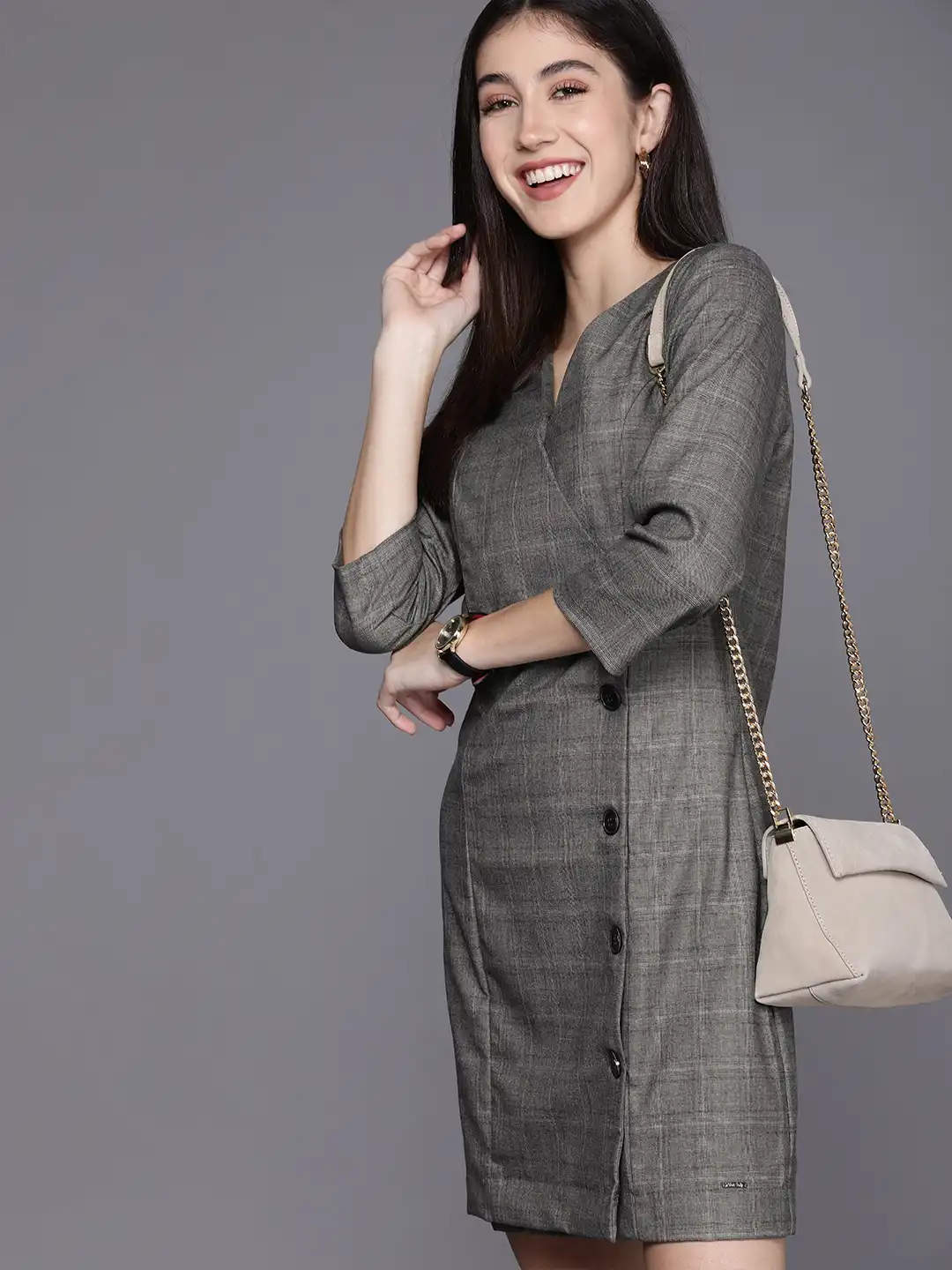 grey checked blazer dress ZARA BLOGGER FAVORITE PLAID BLAZER DRESS