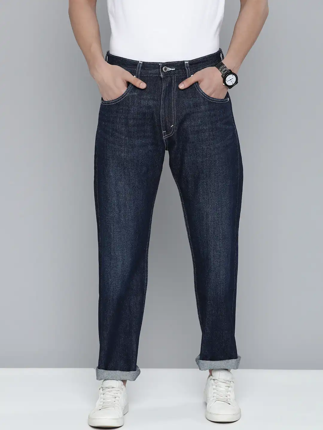Buy Levis SilverTab Men Navy Blue Straight Fit Mid-Rise Light Fade