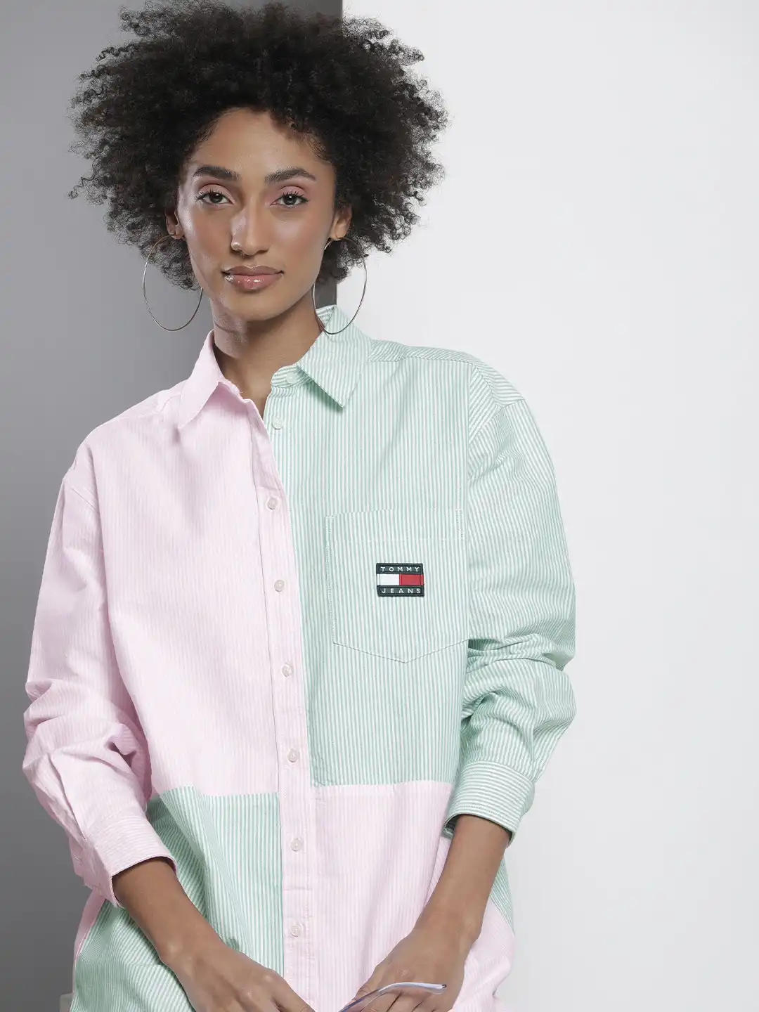 Buy Tommy Hilfiger Women Pink & Green Striped Pure Cotton Shirt Dress -  Dresses for Women 18987966 | Myntra