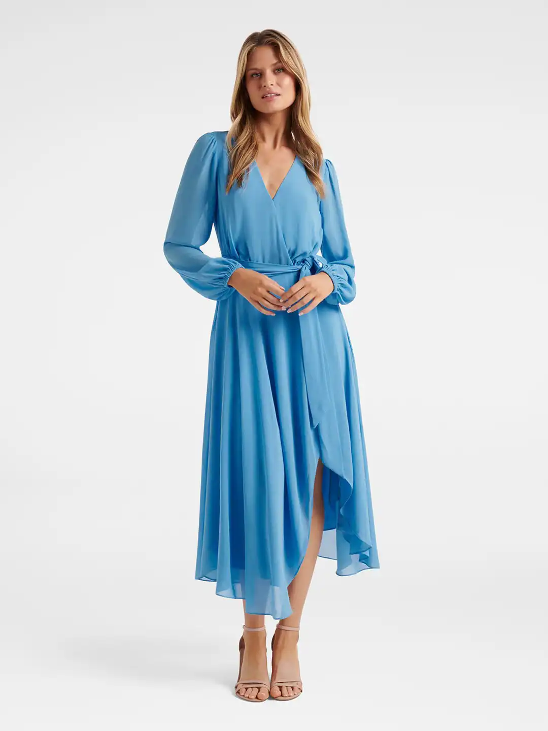 blue forever new dress Plus Size Sky Blue Ruffle Hem Dress (3XL - 6XL) main image 0