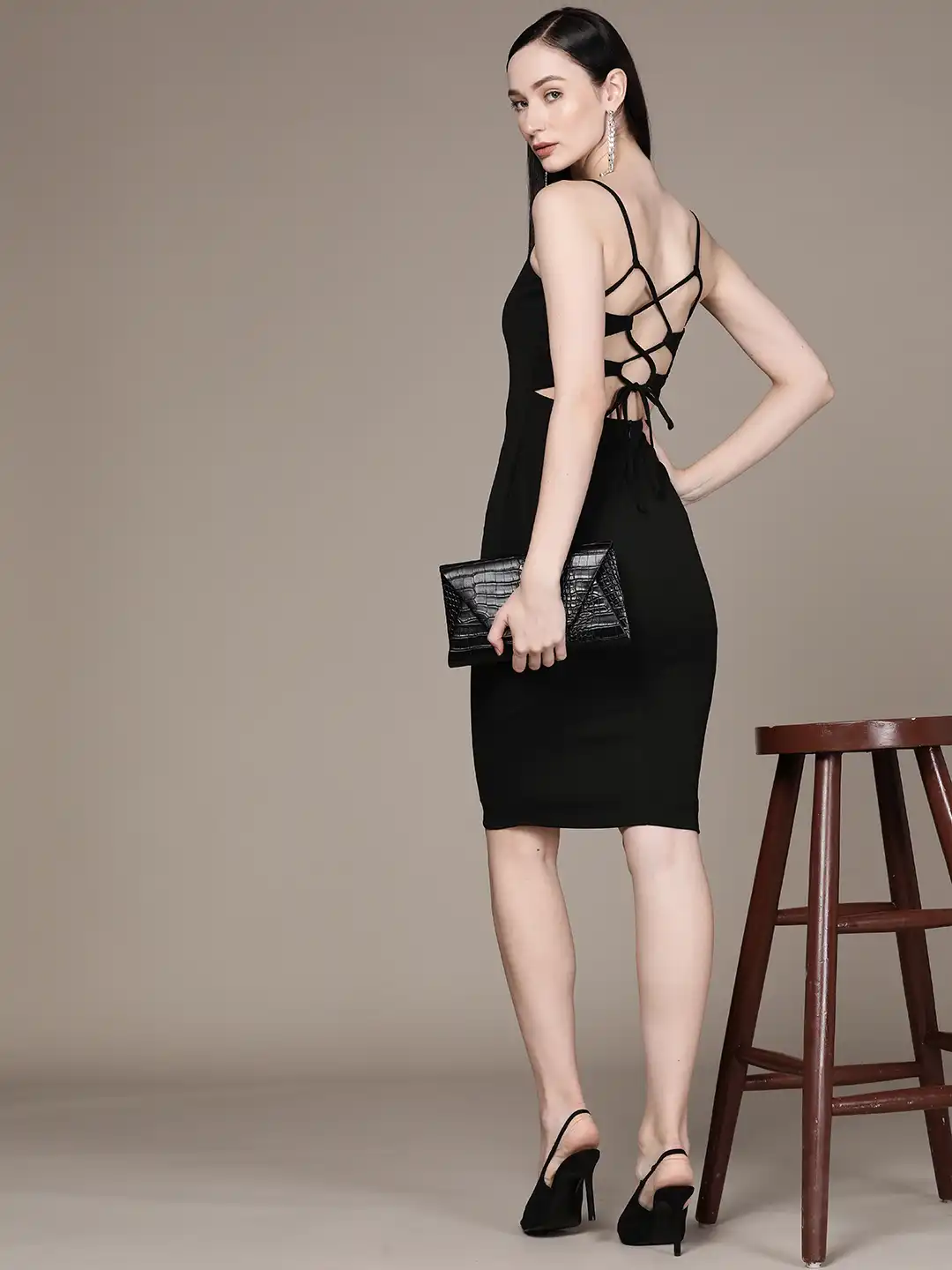 Buy bebe Midnight Black Future Glam Styled Back Bodycon Dress - Dresses for  Women 19093300 | Myntra