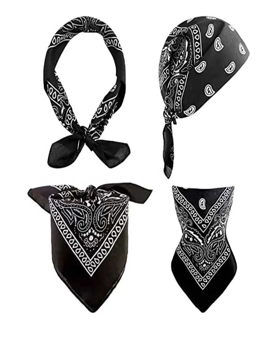 Buy Aadikart Pack Of 6 Black & Blue Printed Cotton Bandana