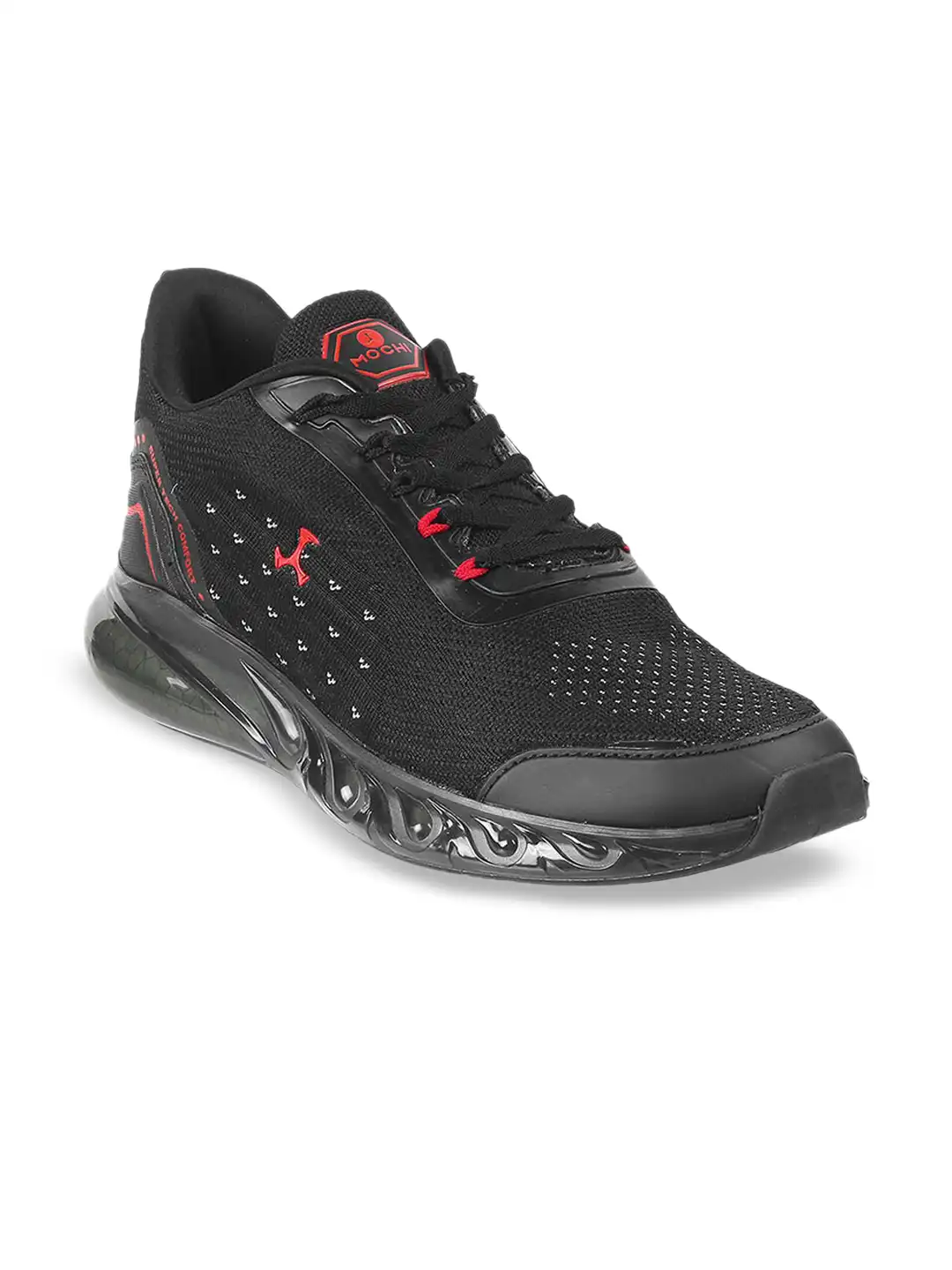 Buy Mochi Men Black & Red Synthetic Sneakers - Casual Shoes for