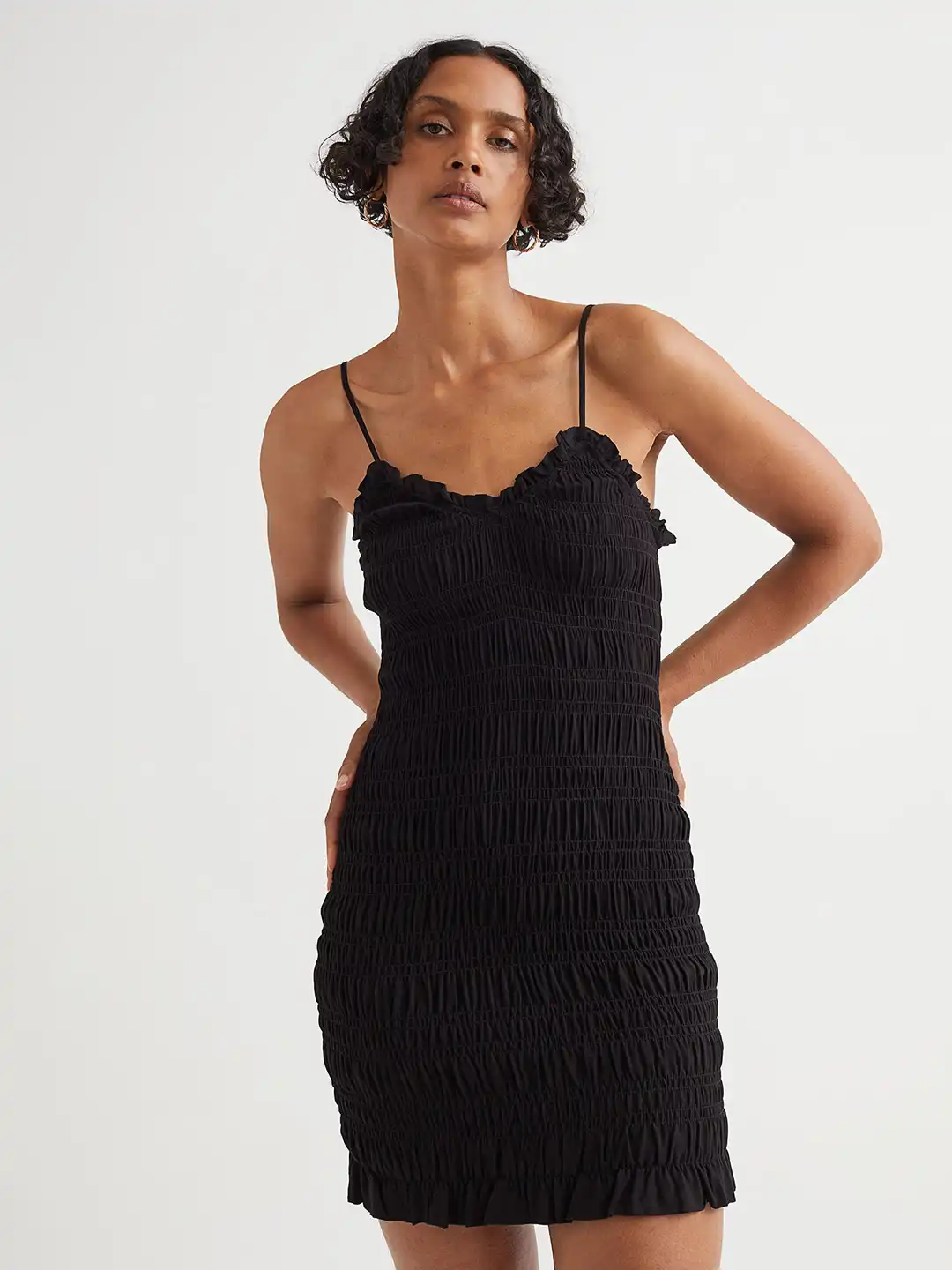 Buy H&M Women Black Smocked Dress - Dresses for Women 19216710 | Myntra