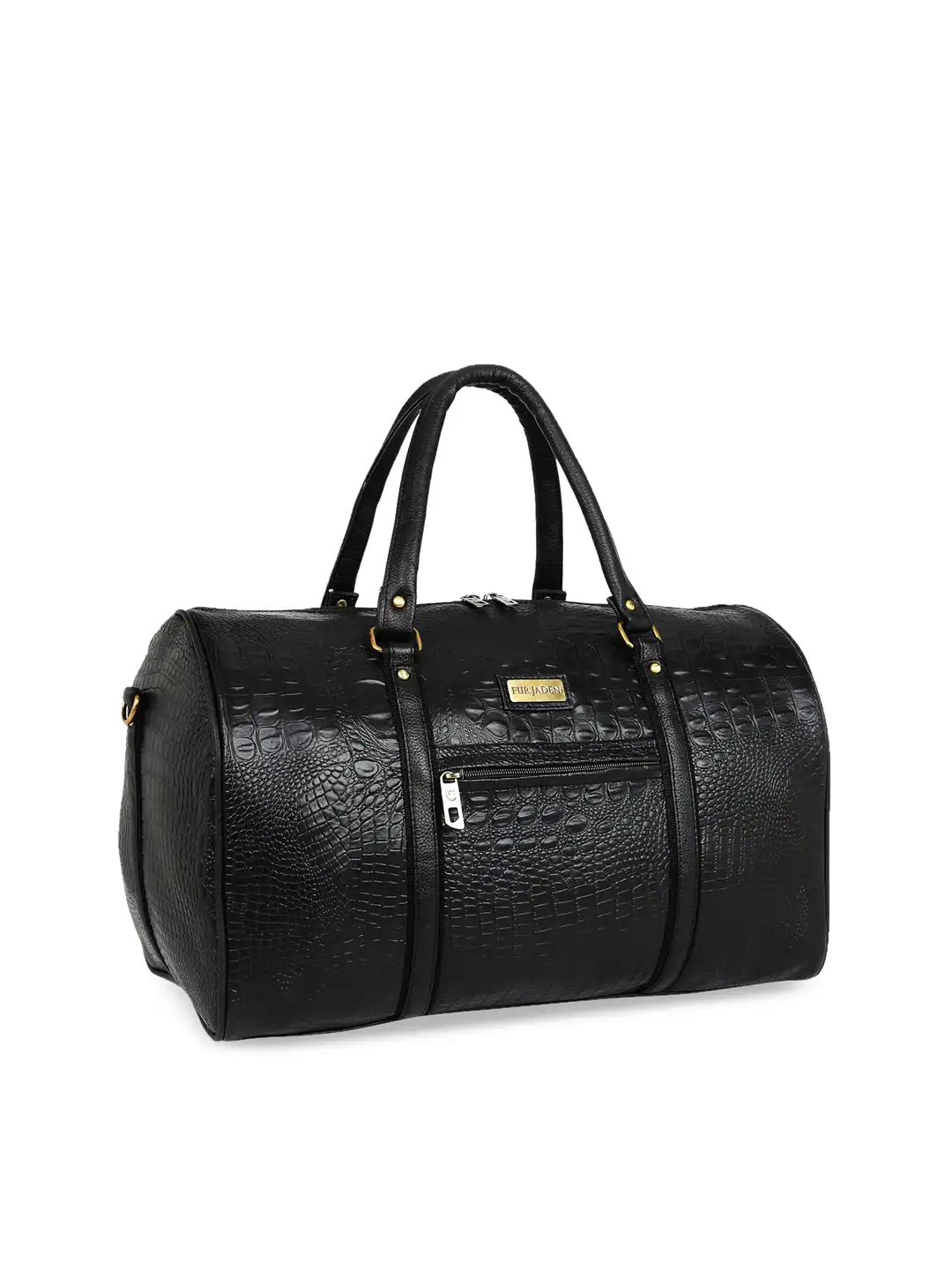 Buy FUR JADEN Black Crocodile Textured Duffel Bag - Duffel Bag for