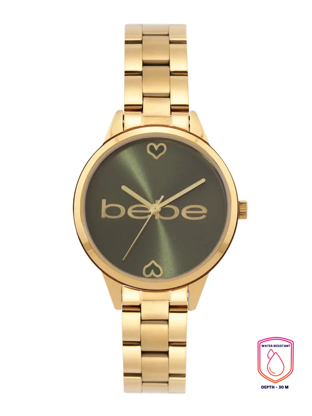 Buy bebe Women Black Dial & Gold Toned Bracelet Style Straps  display picture 3