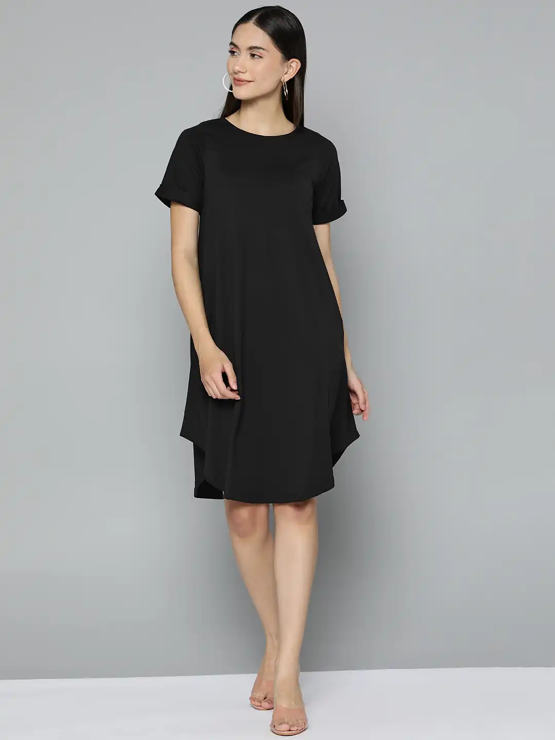 round hem t shirt dress Ashley Tee Shirt Dress with Rounded Hem and Pockets