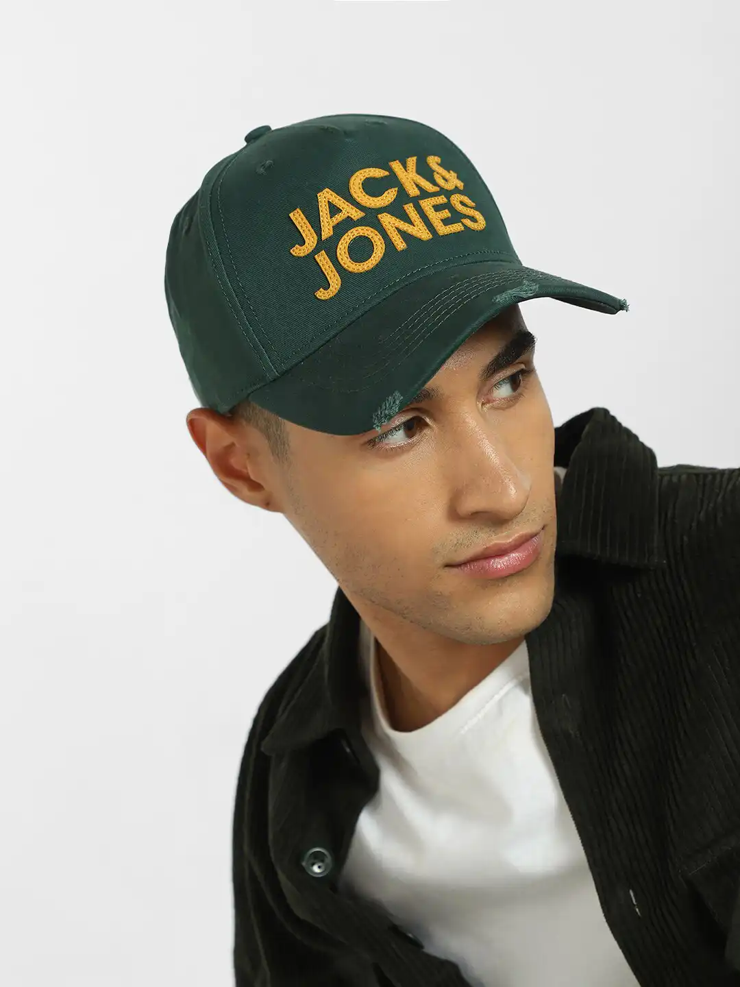 Buy Jack & Jones Men Green & Yellow Embroidered Baseball Cap