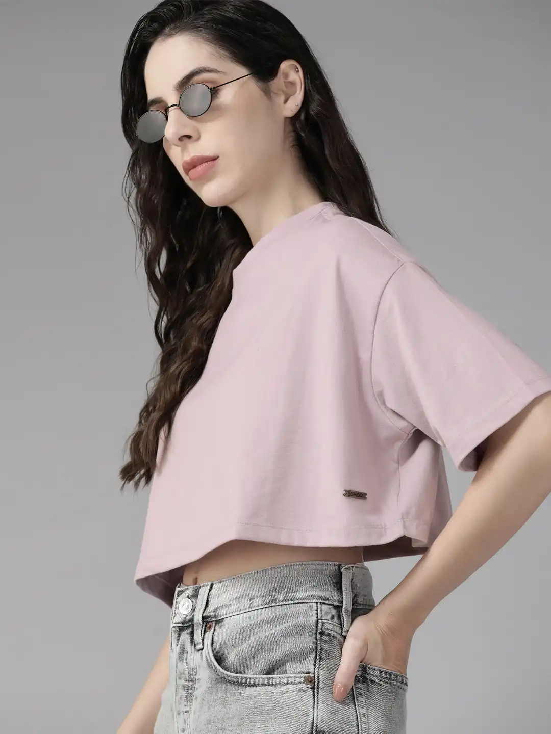 Buy Roadster Women Lavender Loose Oversized T-shirt - Tshirts for