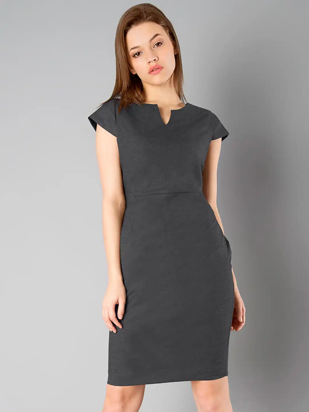 bright orange formal dress Dark Gray Bead Top Chiffon Halter Neck Prom Dress main image 1