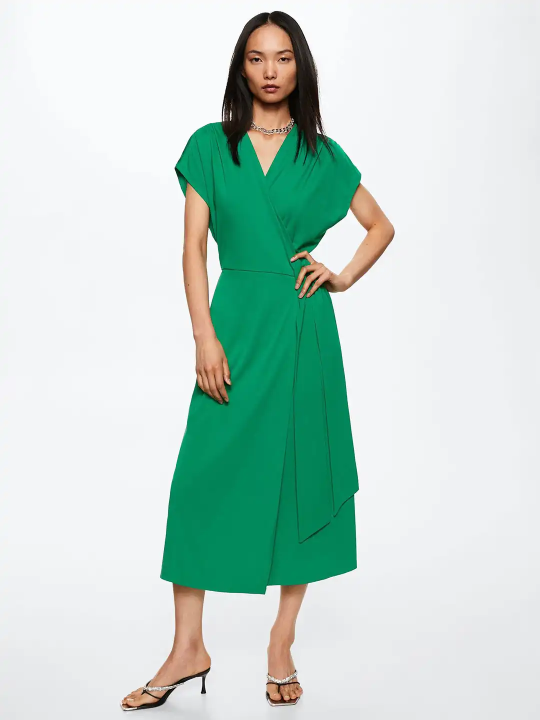 Buy MANGO Green Wrap V-Neck Midi Dress - Dresses for Women 19457182 | Myntra Buy MANGO Green Wrap V-Neck Midi Dress - Dresses for Women 19457182 | Myntra