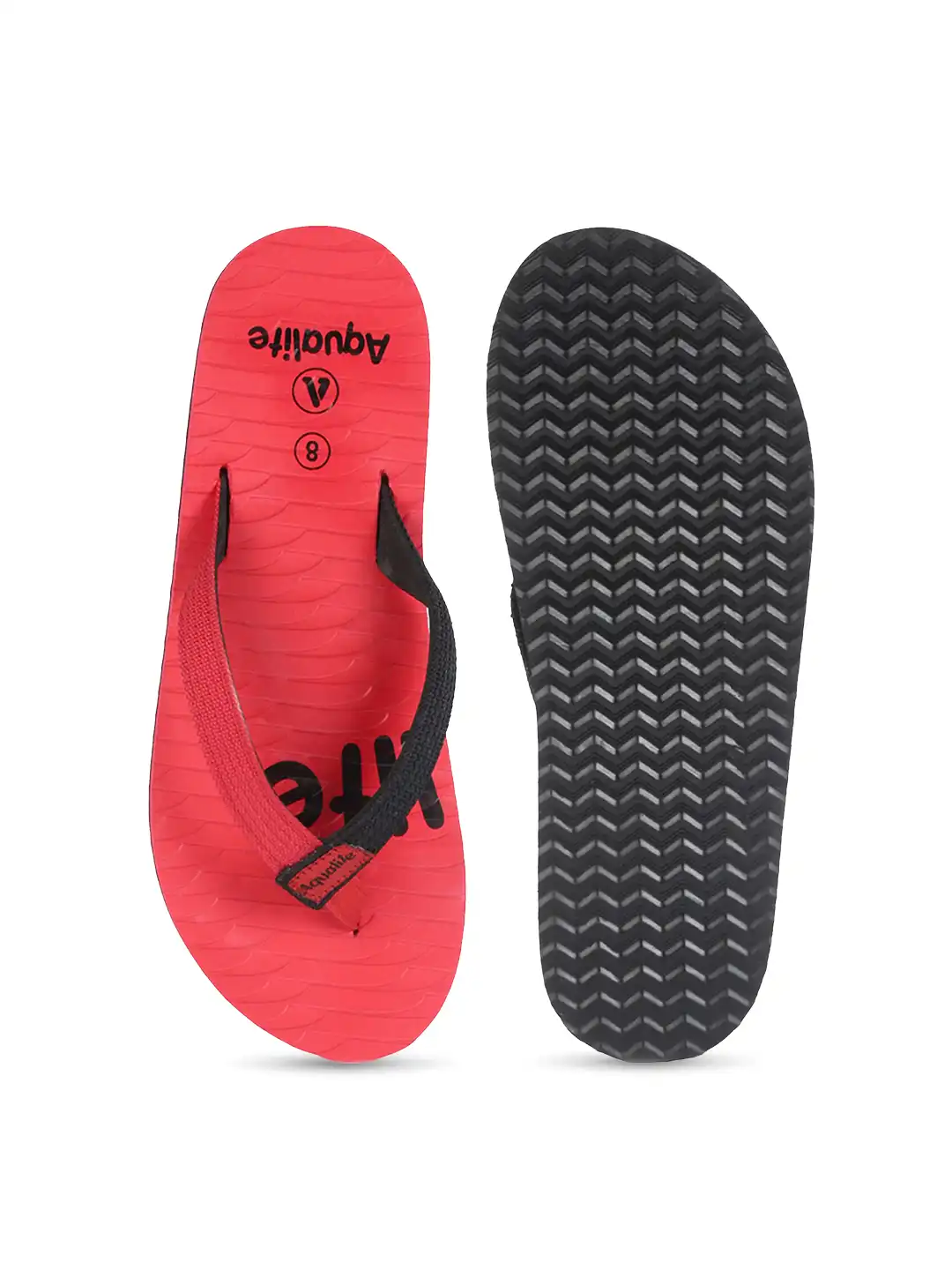 Buy Aqualite Men Red & Black Rubber Thong Flip-Flops - Flip Flops
