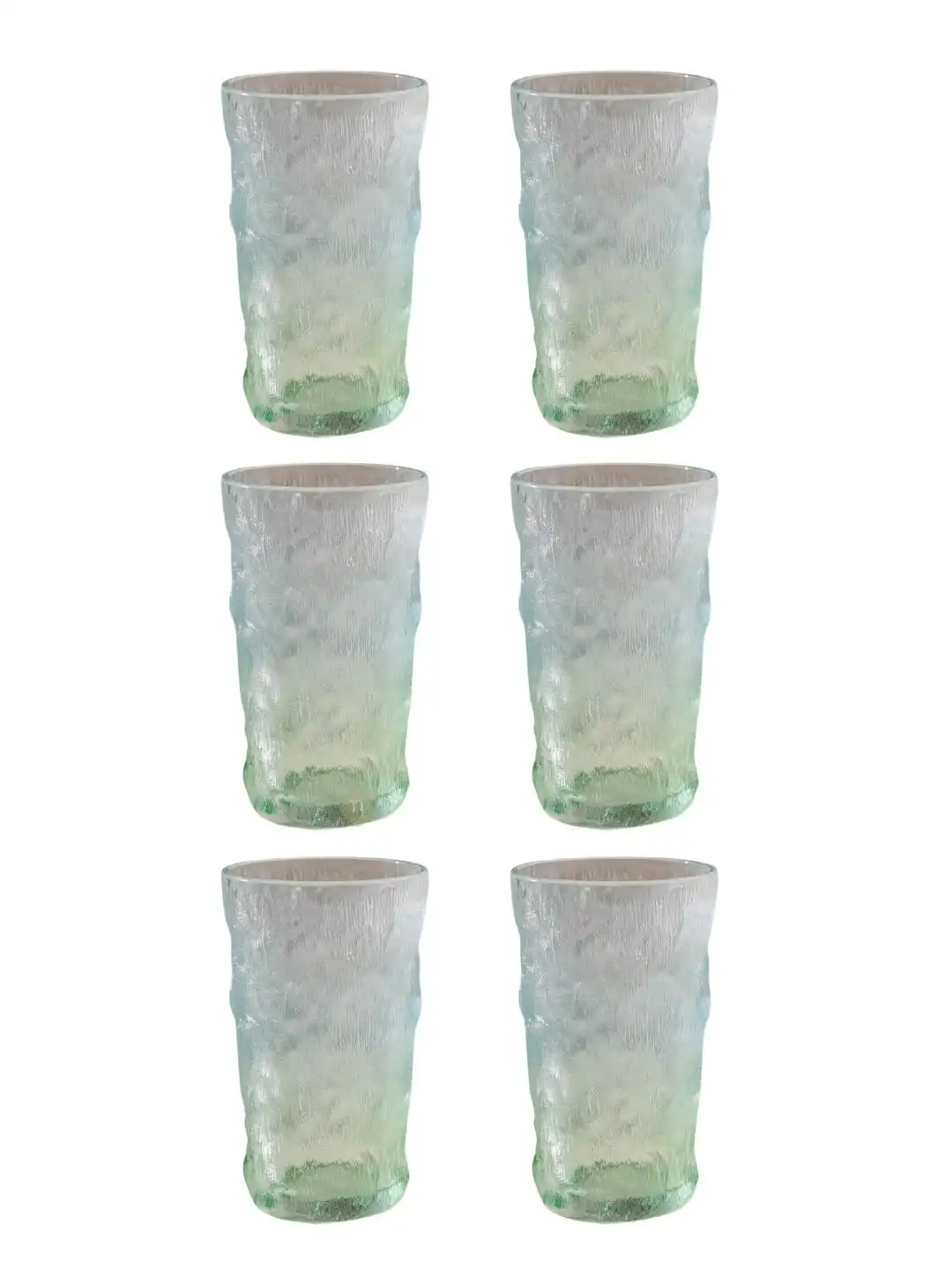 Buy Nestasia Green & Blue Pack Of 6 Tall Glacier Glasses 350 ml