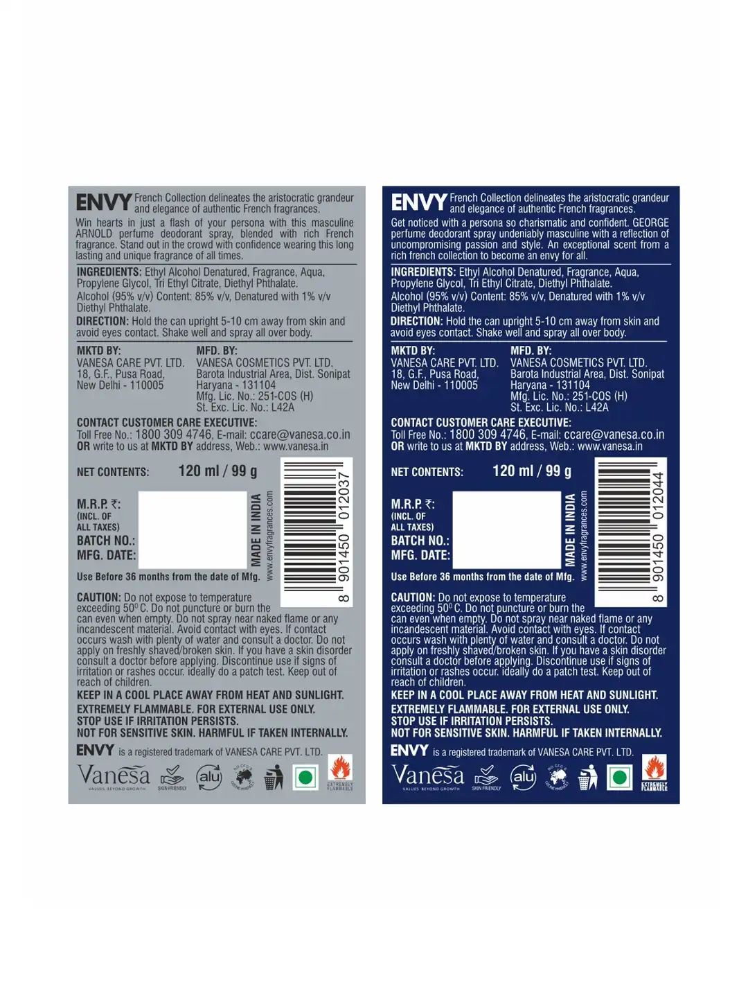 Buy Envy Set of 2 Arnold & George Long-Lasting Perfume Deodorant