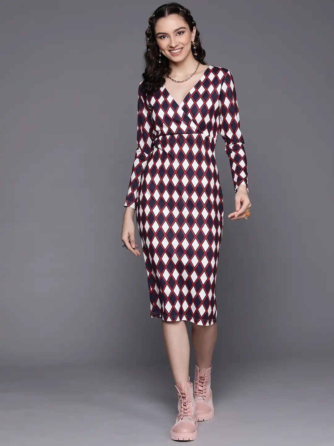 navy blue and white bodycon dress Buy Wardrobe Navy Striped Bodycon Dress from Westside