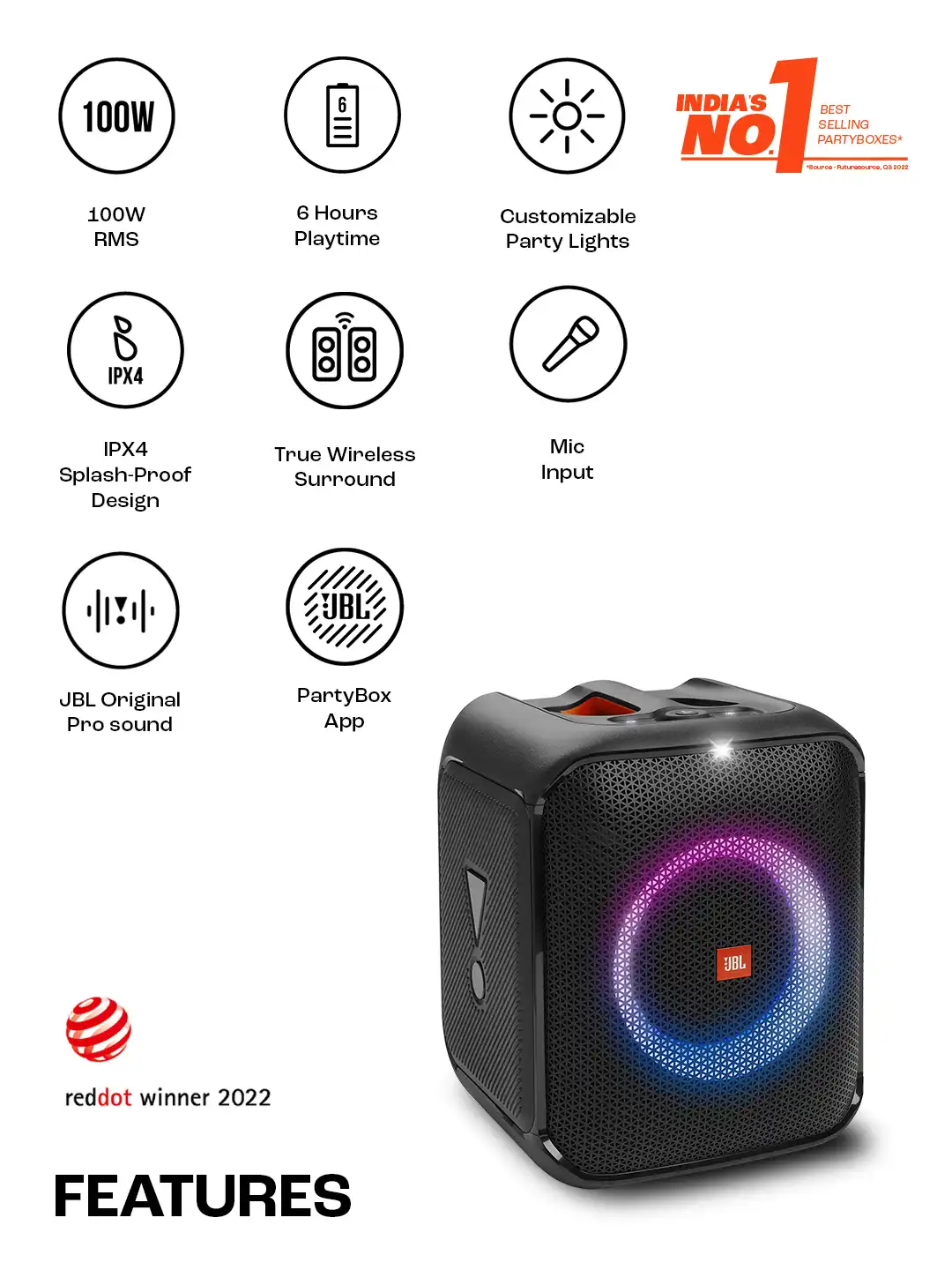 Buy JBL PartyBox Encore Essential Music Synced Strobe Lightshow