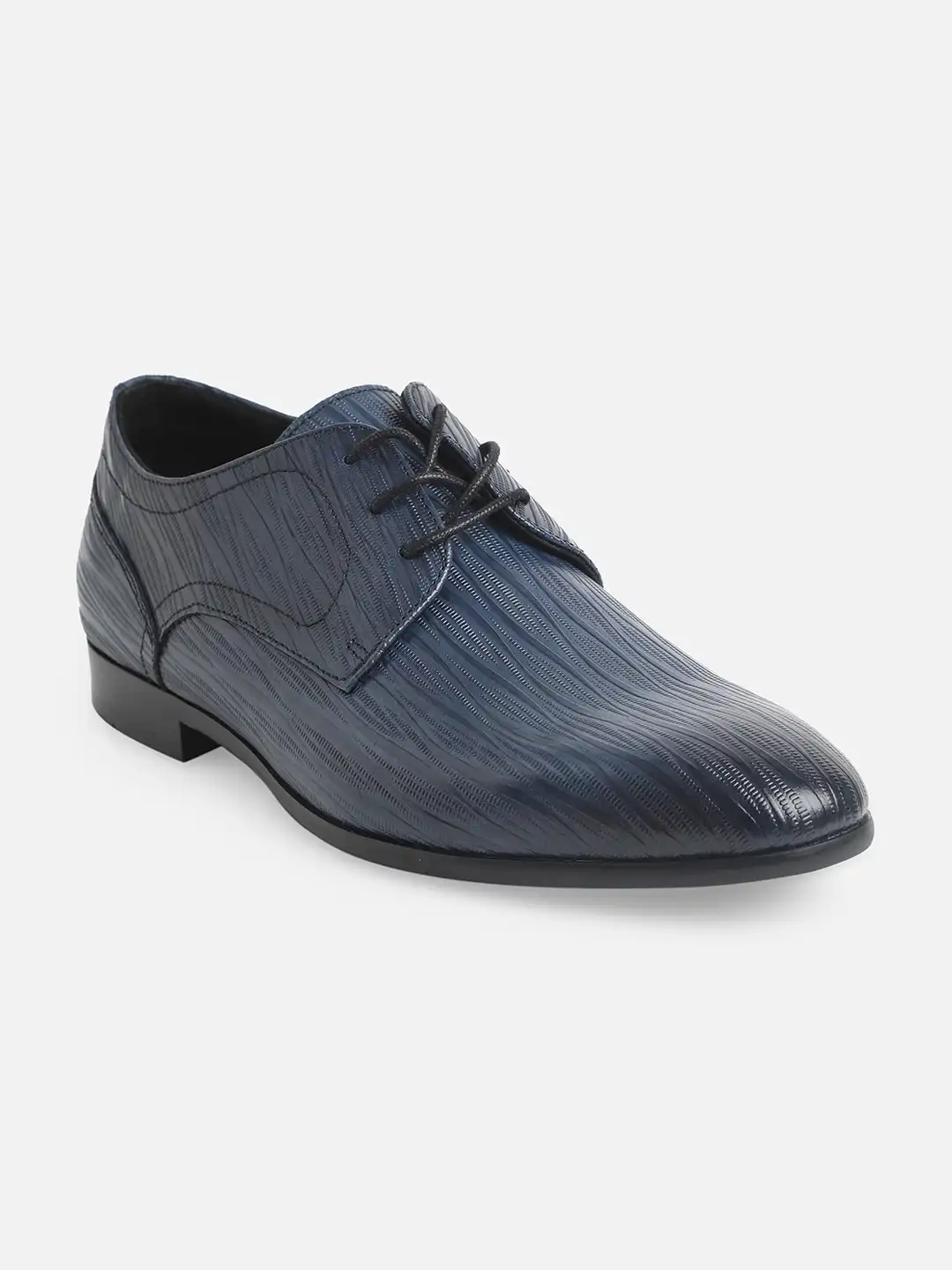 Buy ALDO Men Navy Blue Textured Formal Derbys - Formal Shoes  display picture 3