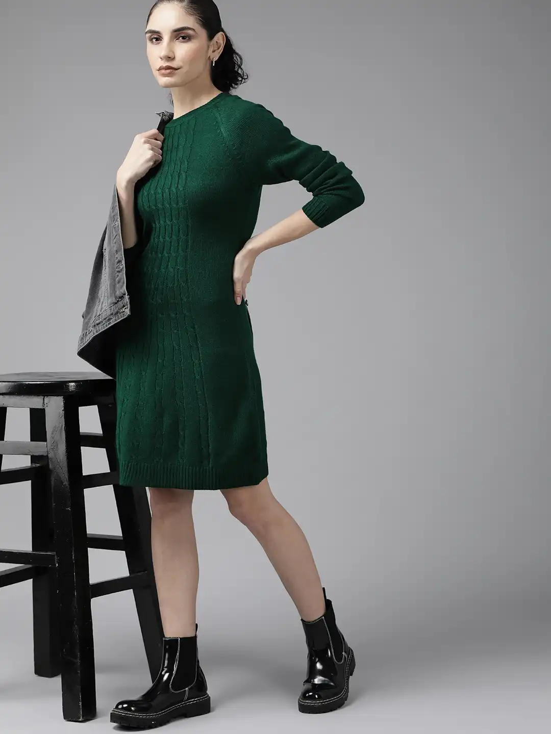 Buy Roadster Women Green Cable Knit Sweater Dress - Dresses for Women  19798086 | Myntra