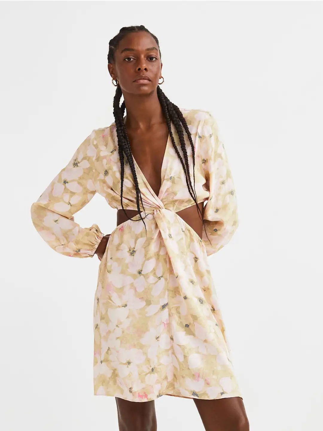 beige dress h&m H&M Fully Lined Long Sleeve Maxi Dress- Size 4 – The Saved Collection main image 1