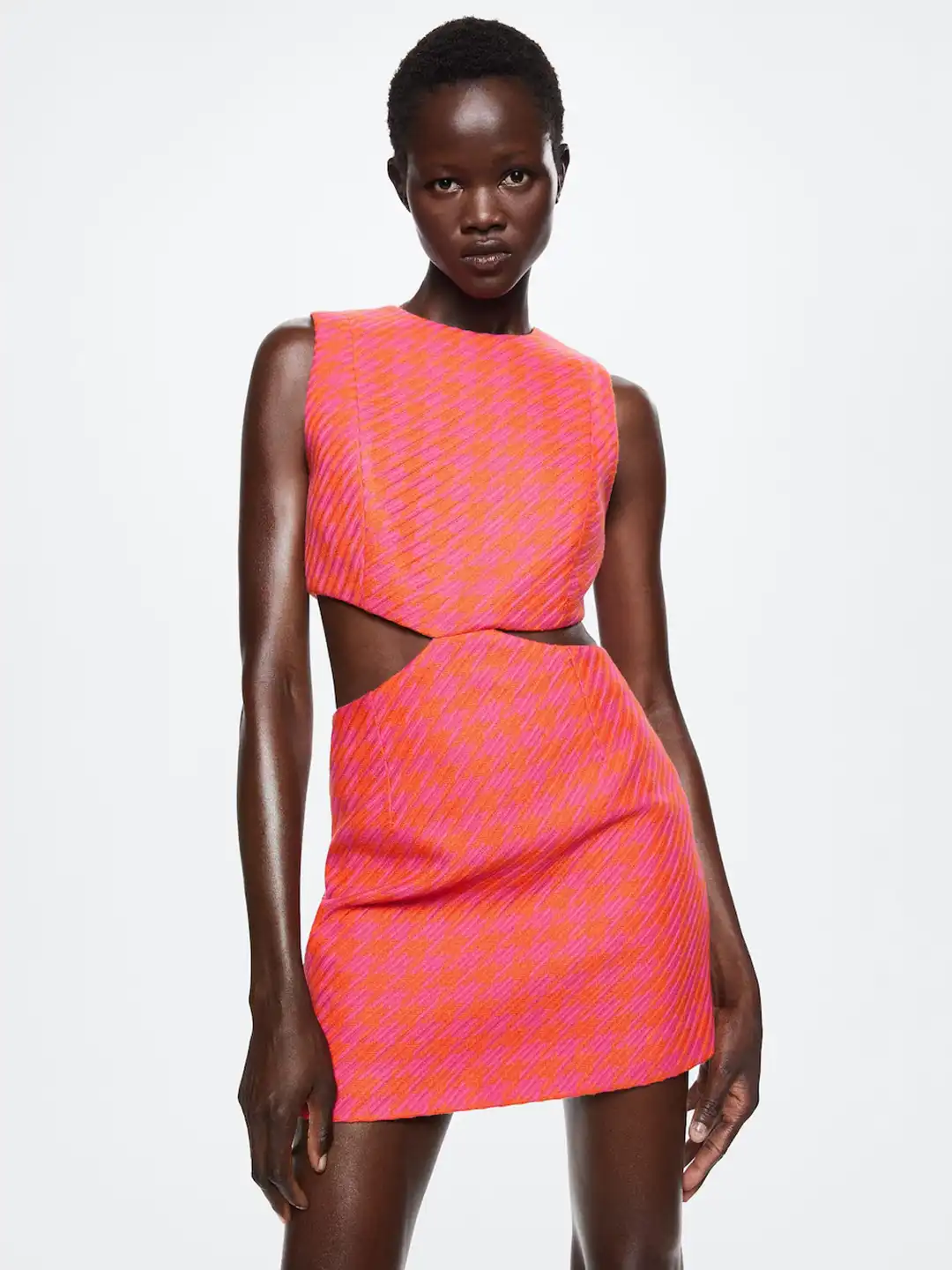 mango orange and pink dress Mango