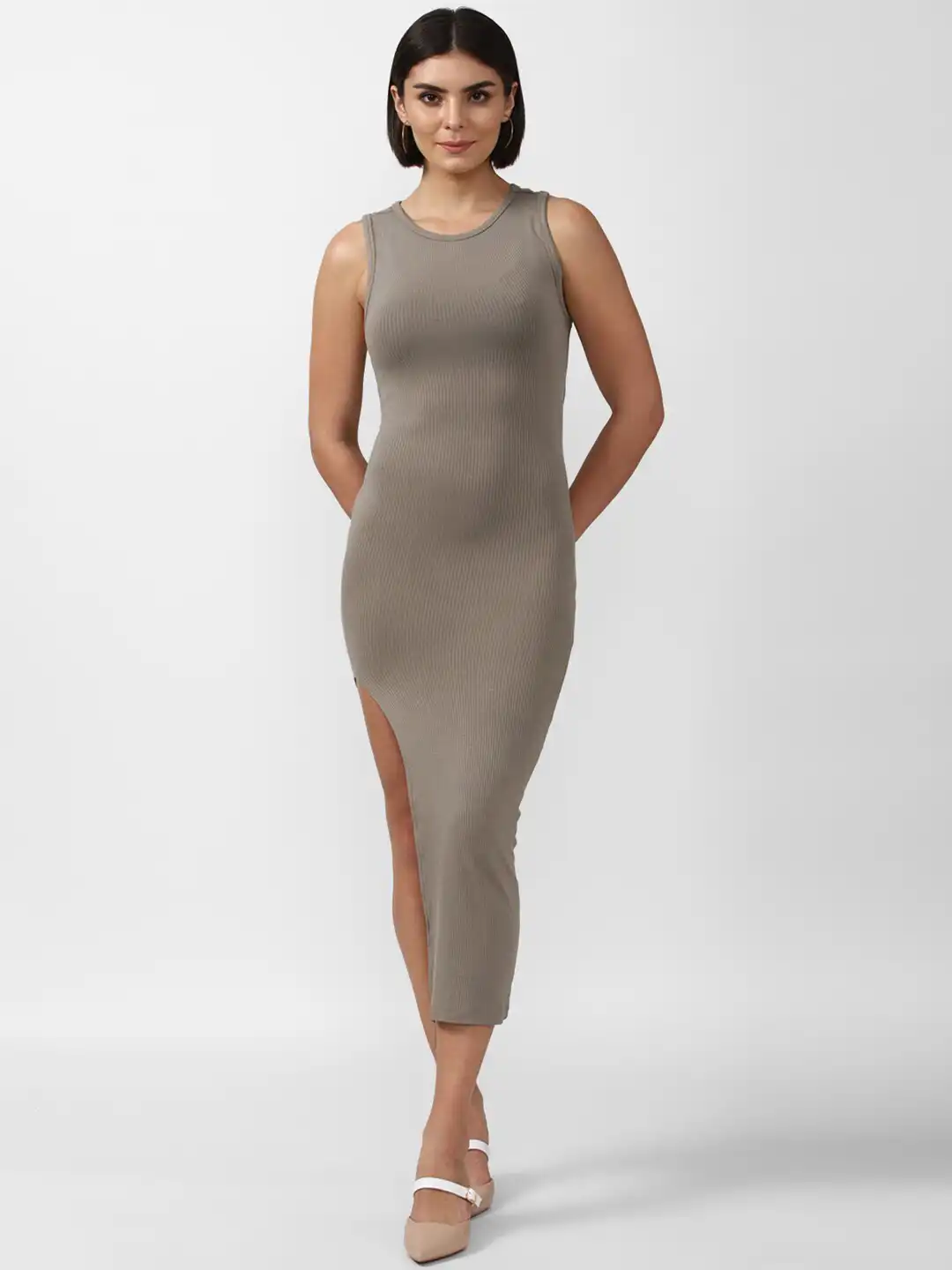 forever 21 grey bodycon dress Buy FOREVER 21 Grey Bodycon Round Neck Party Midi Dress - Dresses for Women 20015360