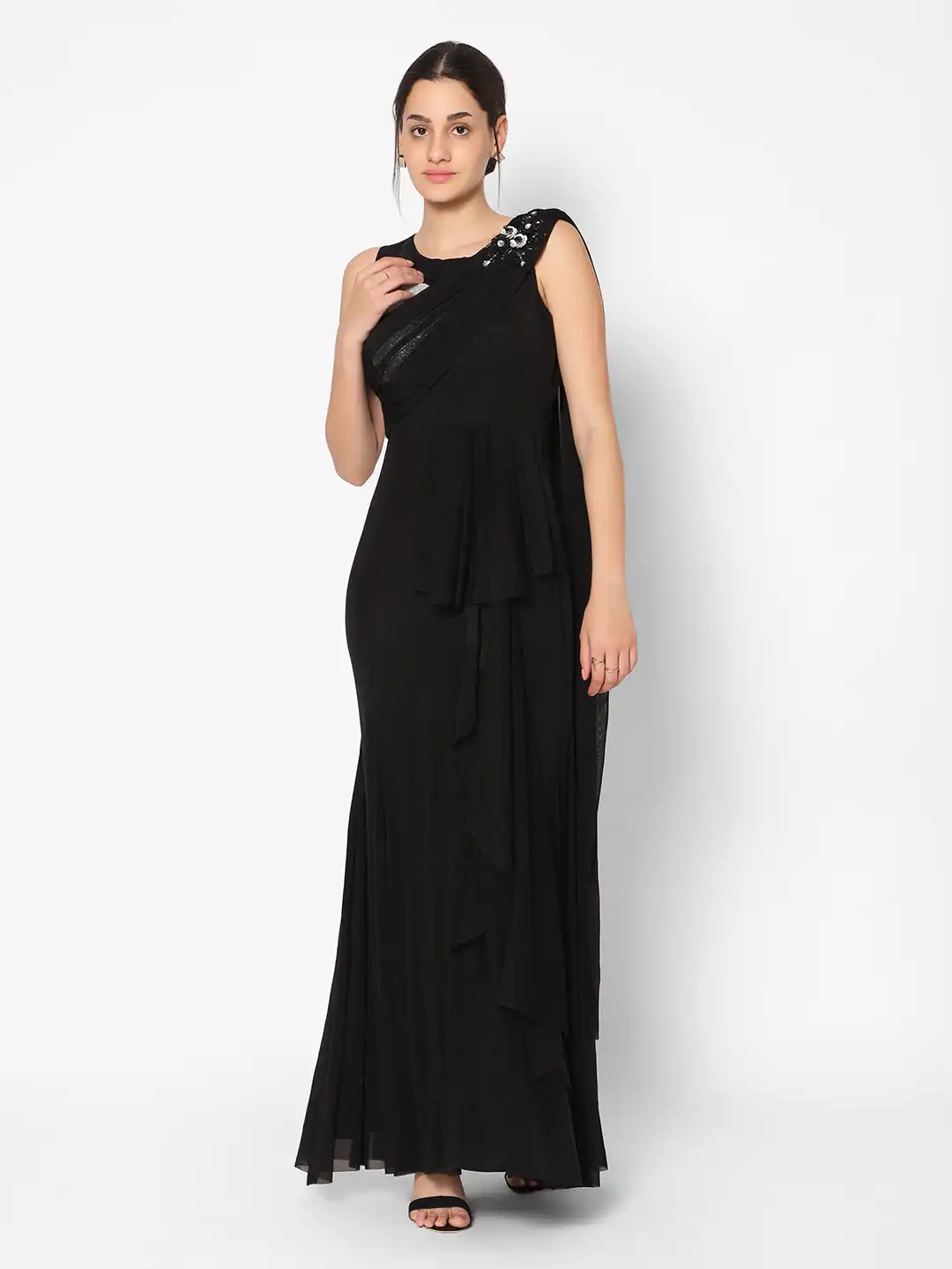 Buy Kiya Black Embellished Maxi Maxi Dress - Dresses for Women 20064712 |  Myntra