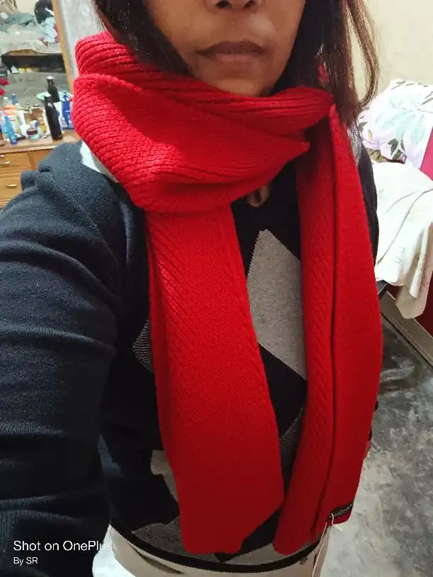 Buy FABLE STREET Women Red Textured Muffler - Mufflers for Women