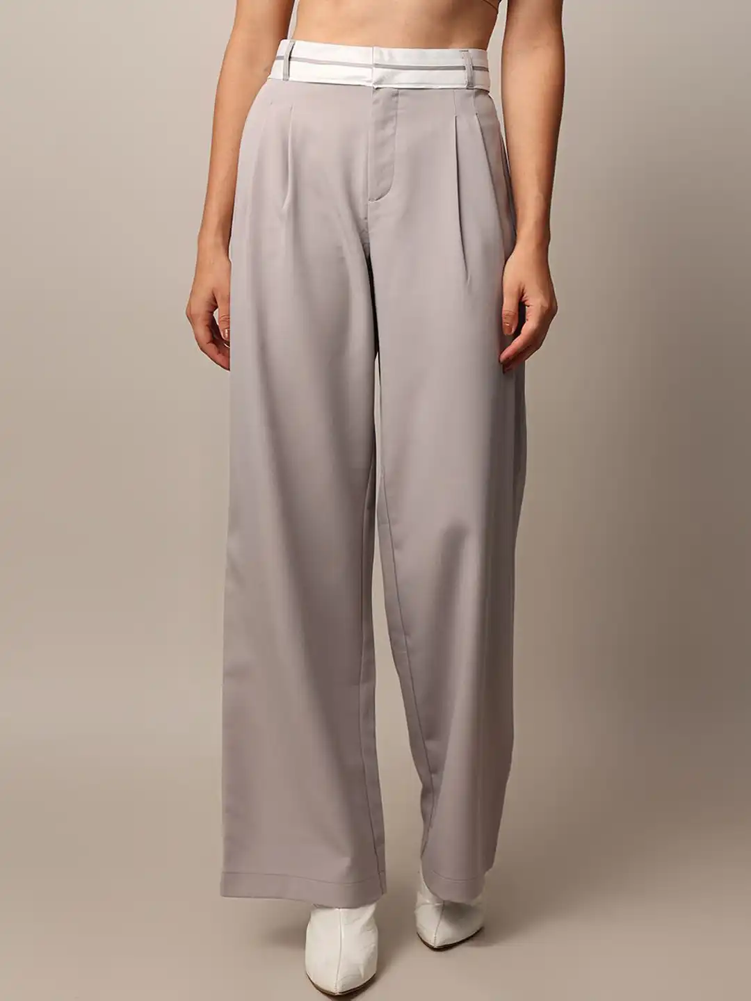 Buy ONLY Women High-Rise Pleated Trousers - Trousers for Women