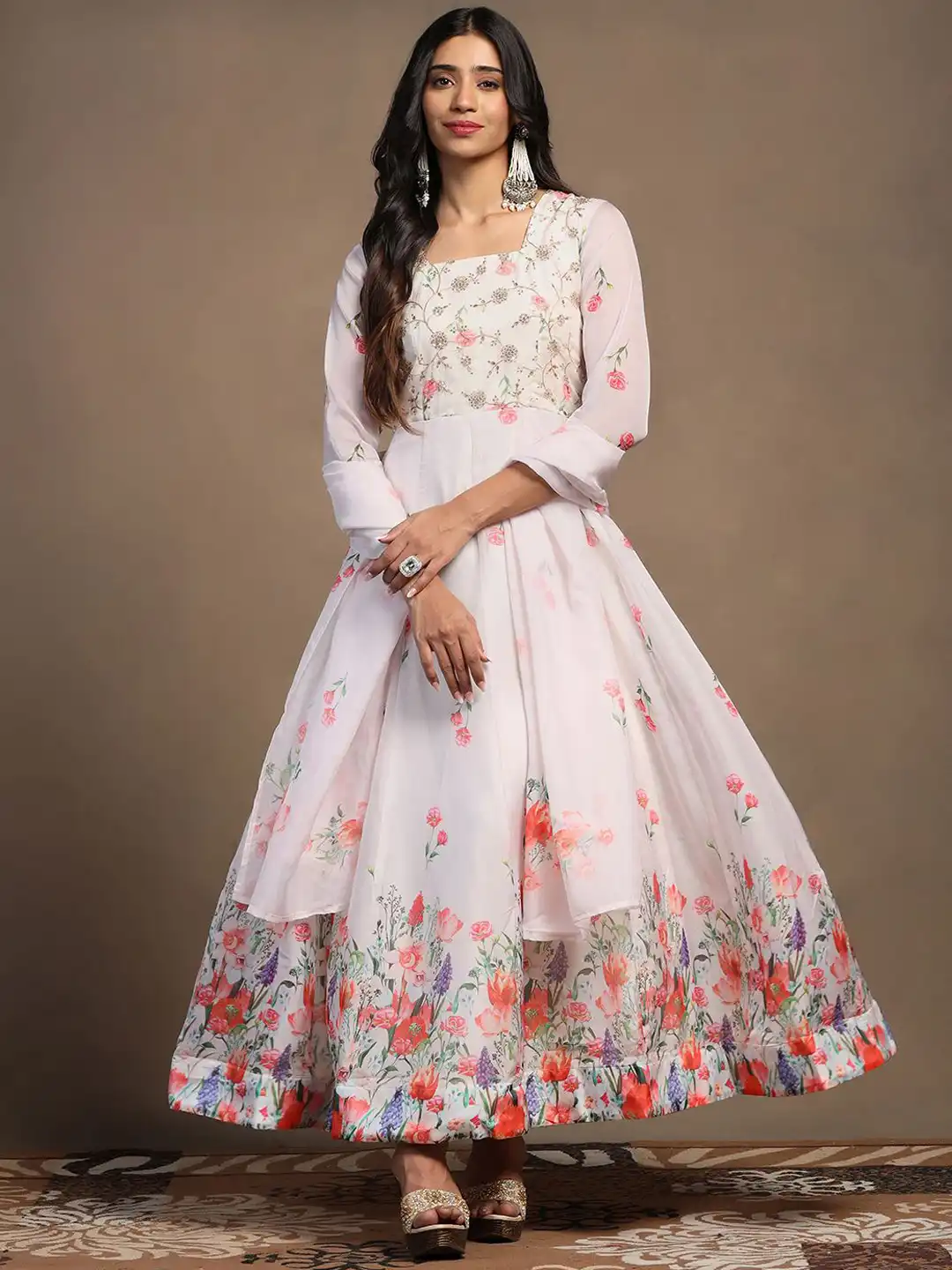 Buy FASHION DREAM Embroidered A-Line Maxi Ethnic Dress With Dupatta -  Ethnic Dresses for Women 30591356 | Myntra